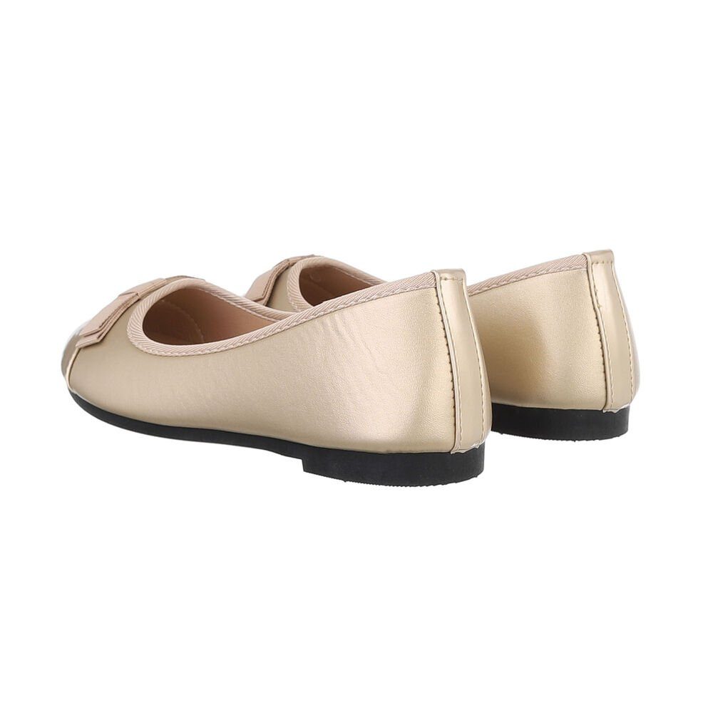 Ital-Design Damen Freizeit Ballerina (85894240) Blockabsatz Klassische Ballerinas in Gold