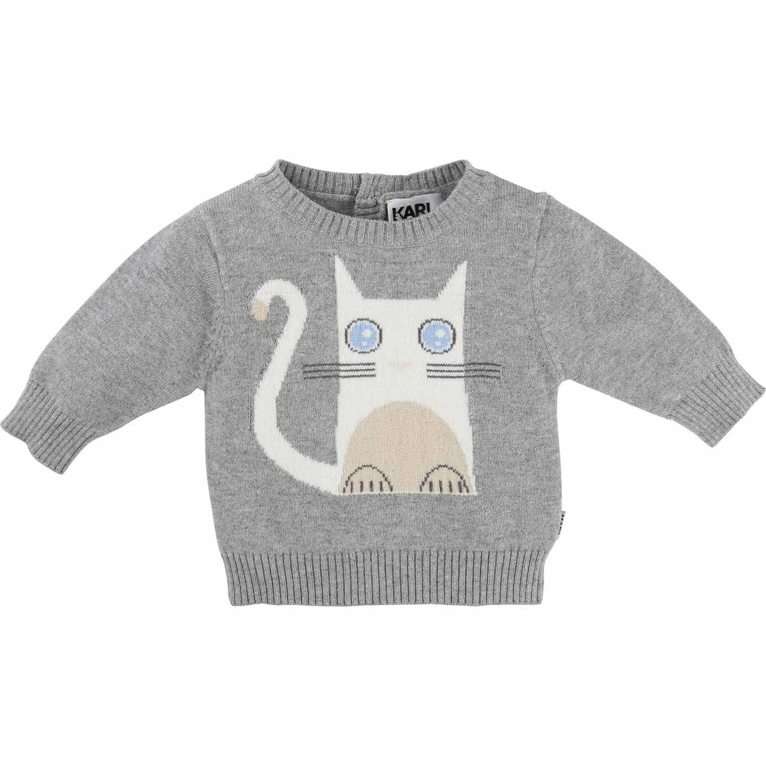 KARL LAGERFELD Strickpullover KARL LAGERFELD KIDS Пуловеры baby Strickpullover Katze grau