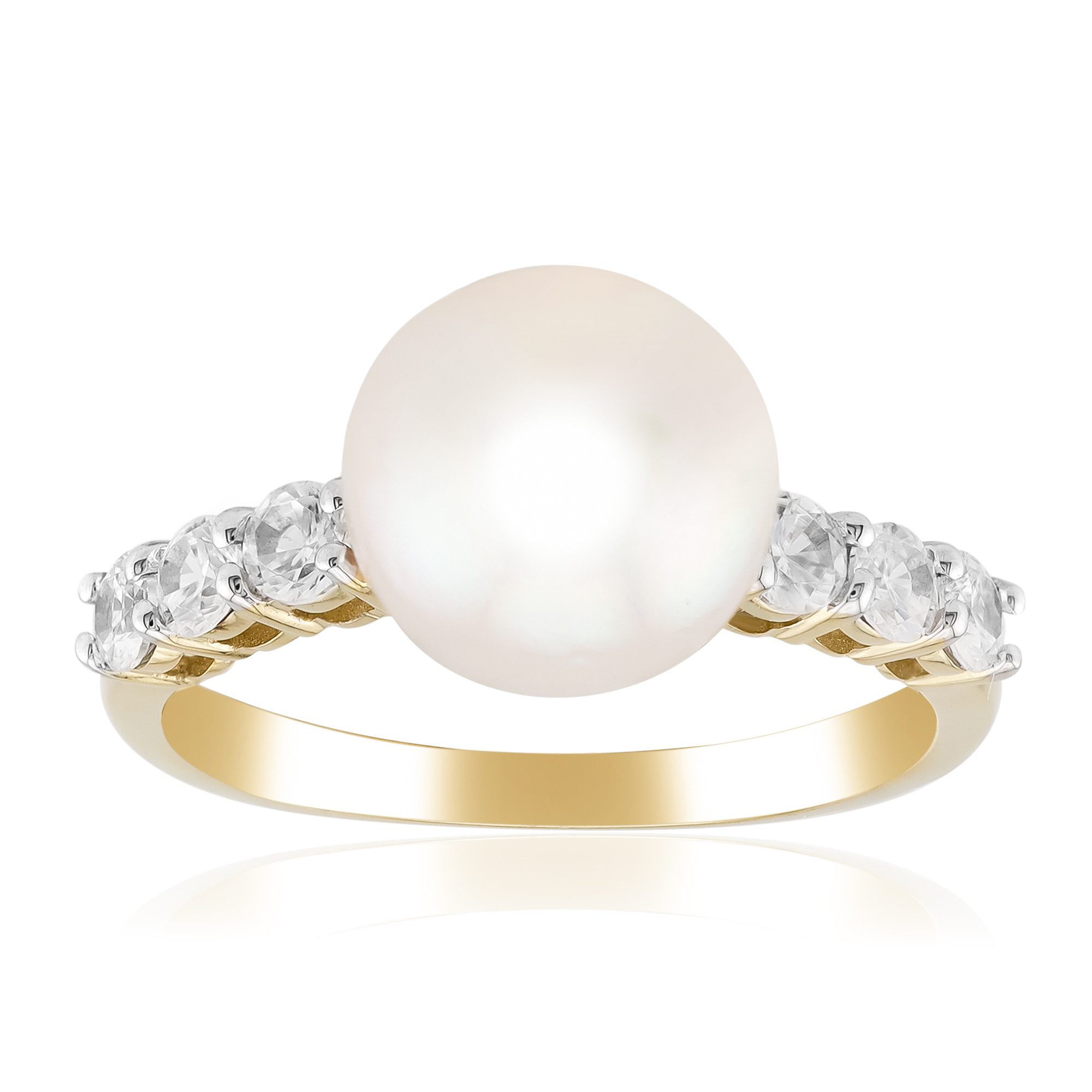 Cavill Perlenring Cavill Ring Damen 925 Silber vergoldet Perle 8,5 mm Zirkon 0,52 ct (1-tlg)