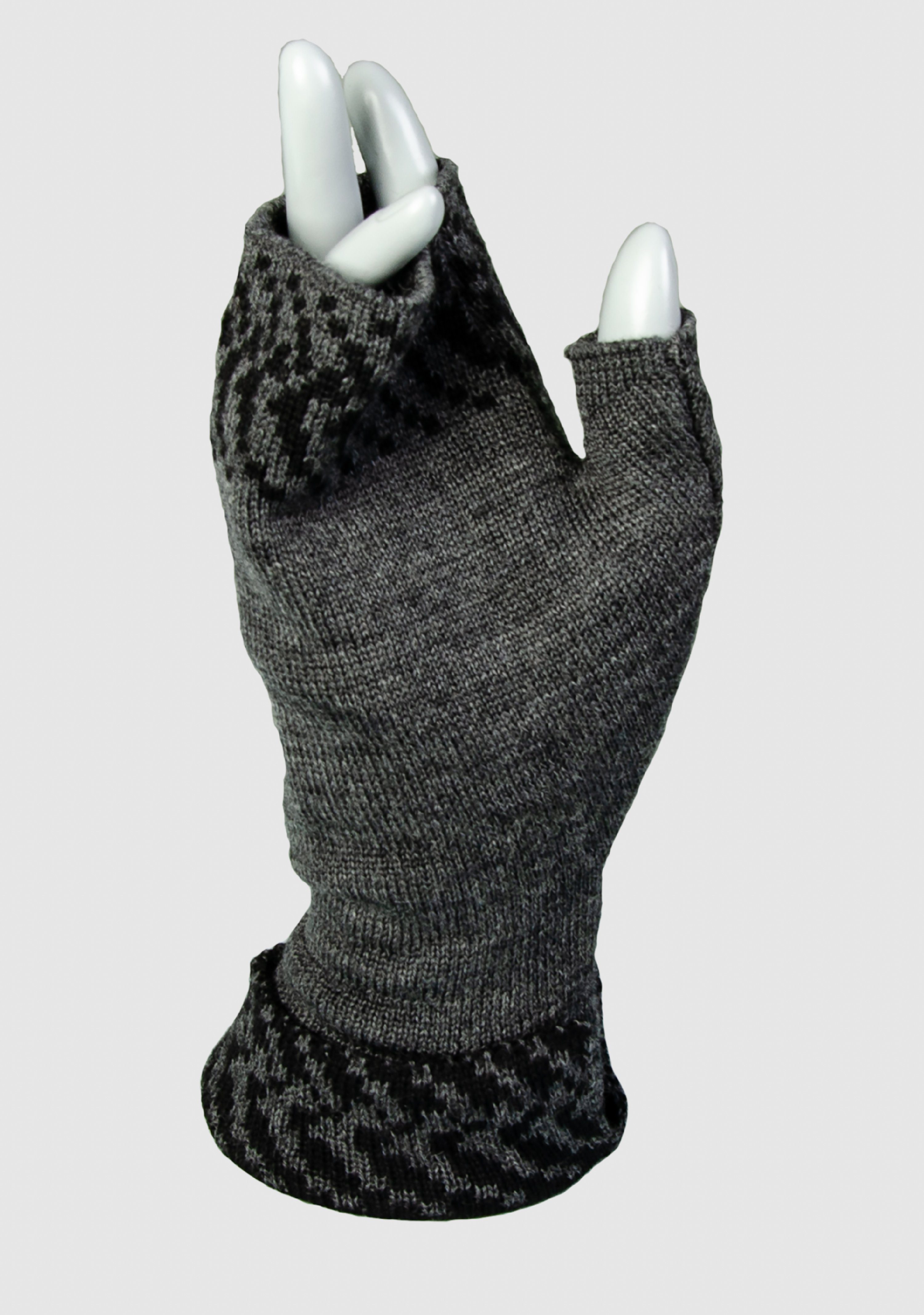 LANARTO slow fashion Strickhandschuhe Merino Pixel 100% anthrazit_schwarz vielen in aus extrasoft Farben Merino Handwärmer