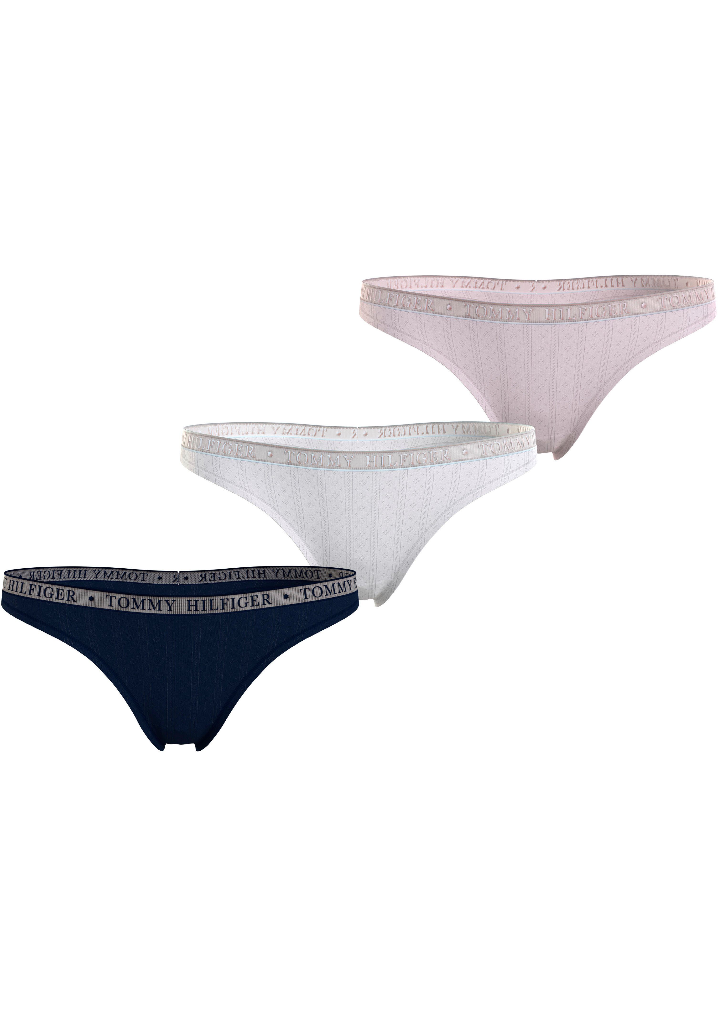 Tommy Hilfiger Underwear String 3P THONG (Packung, 3-St., 3er) dezent gemustert, Logoschriftzug