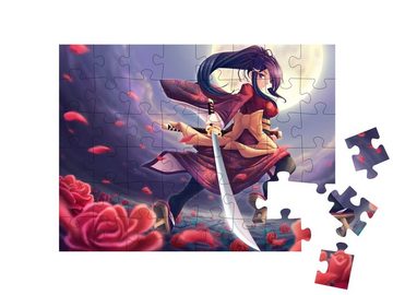 puzzleYOU Puzzle Rosen-Samurai, 48 Puzzleteile, puzzleYOU-Kollektionen Anime