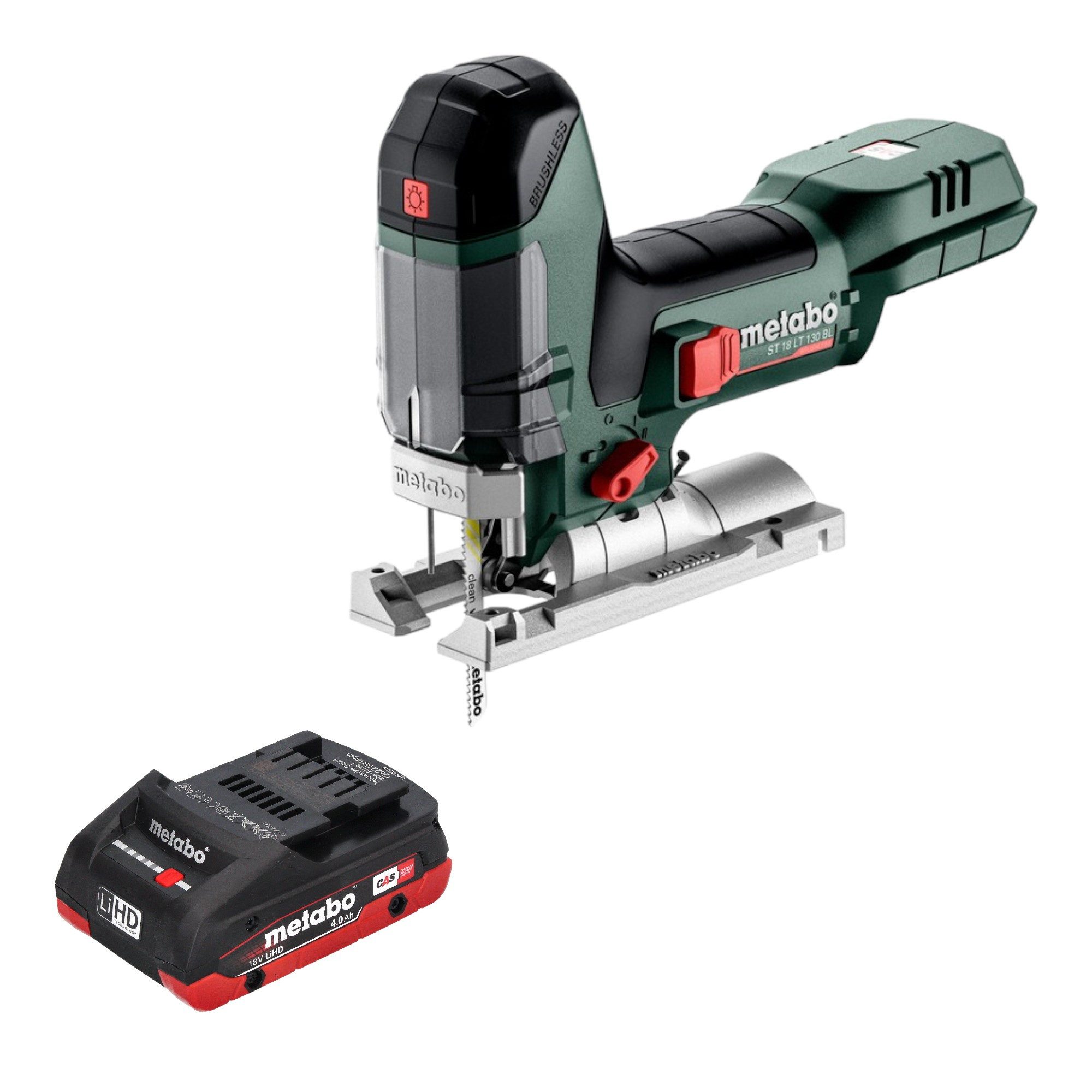 metabo Akku-Stichsäge ST 18 LT 130 BL 18 V 130 mm Brushless + 1x LiHD Akku 4,0 Ah