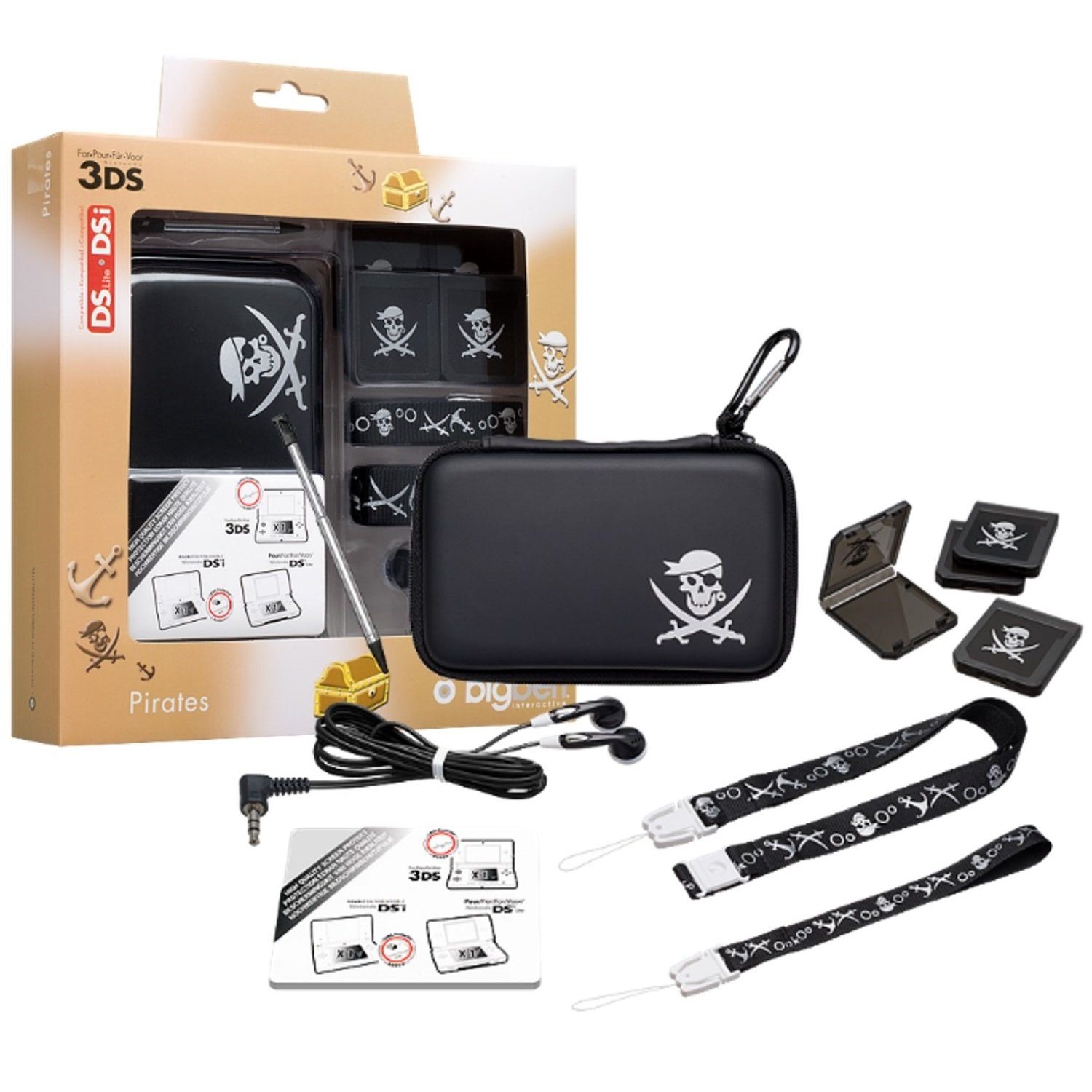 BigBen Konsolen-Tasche Zubehör-Set Tasche Headset Hüllen Stifte etc, Tasche, Stifte, Schutzfolienset, Handgelenkschlaufe, Schutzhülle etc.