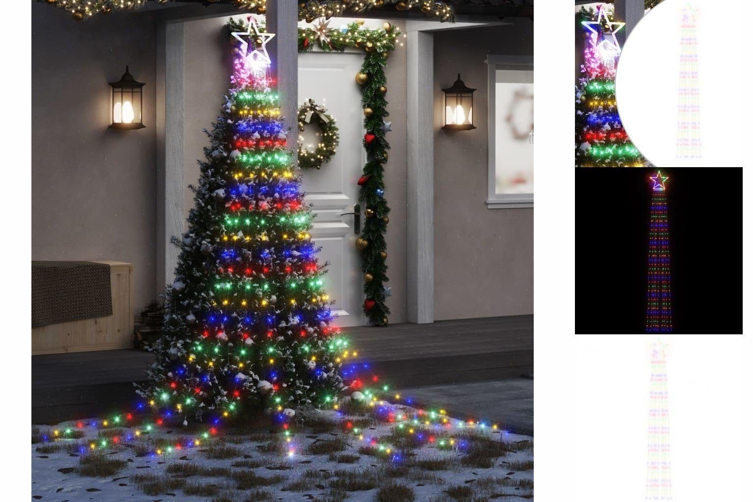 375 cm Mehrfarbig Dekolicht Weihnachtsbaum-Beleuchtung Außenbereich 320 LEDs vidaXL