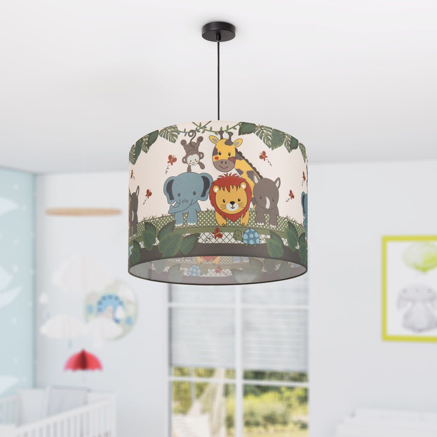 Kinderzimmer, Dschungel-Tiere, Paco Kinderlampe Deckenlampe Pendelleuchte Leuchtmittel, E27 Home ohne 634, Diamond LED