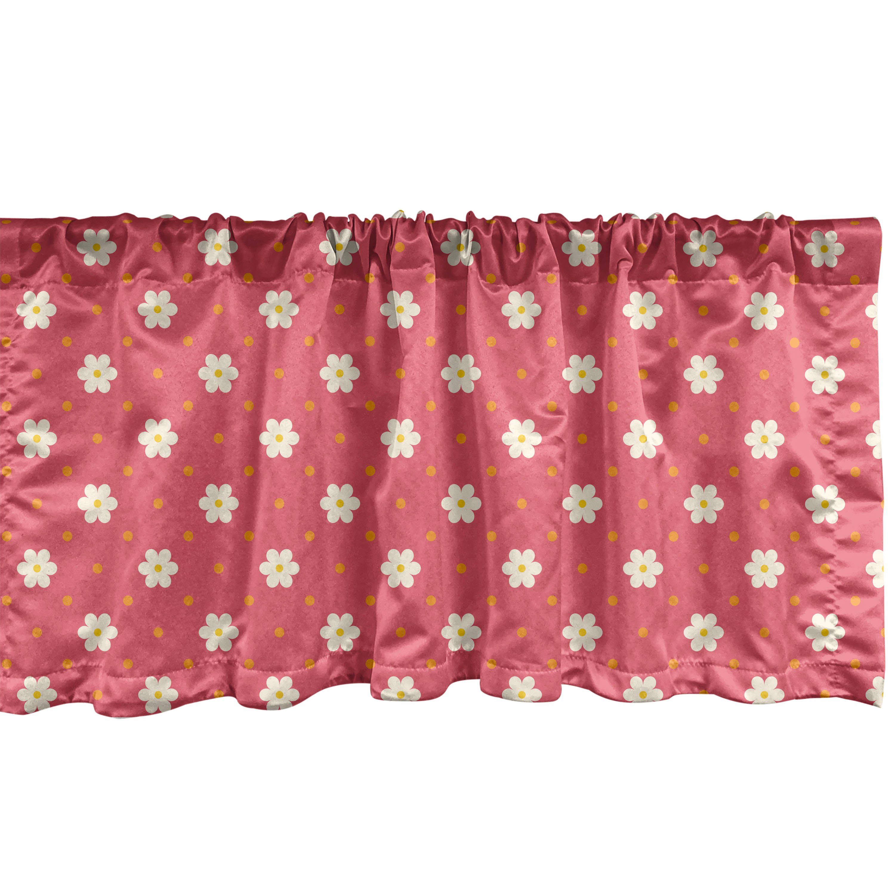 Scheibengardine Vorhang Volant für Küche Schlafzimmer Dekor mit Stangentasche, Abakuhaus, Microfaser, Blumen Muster Daisy