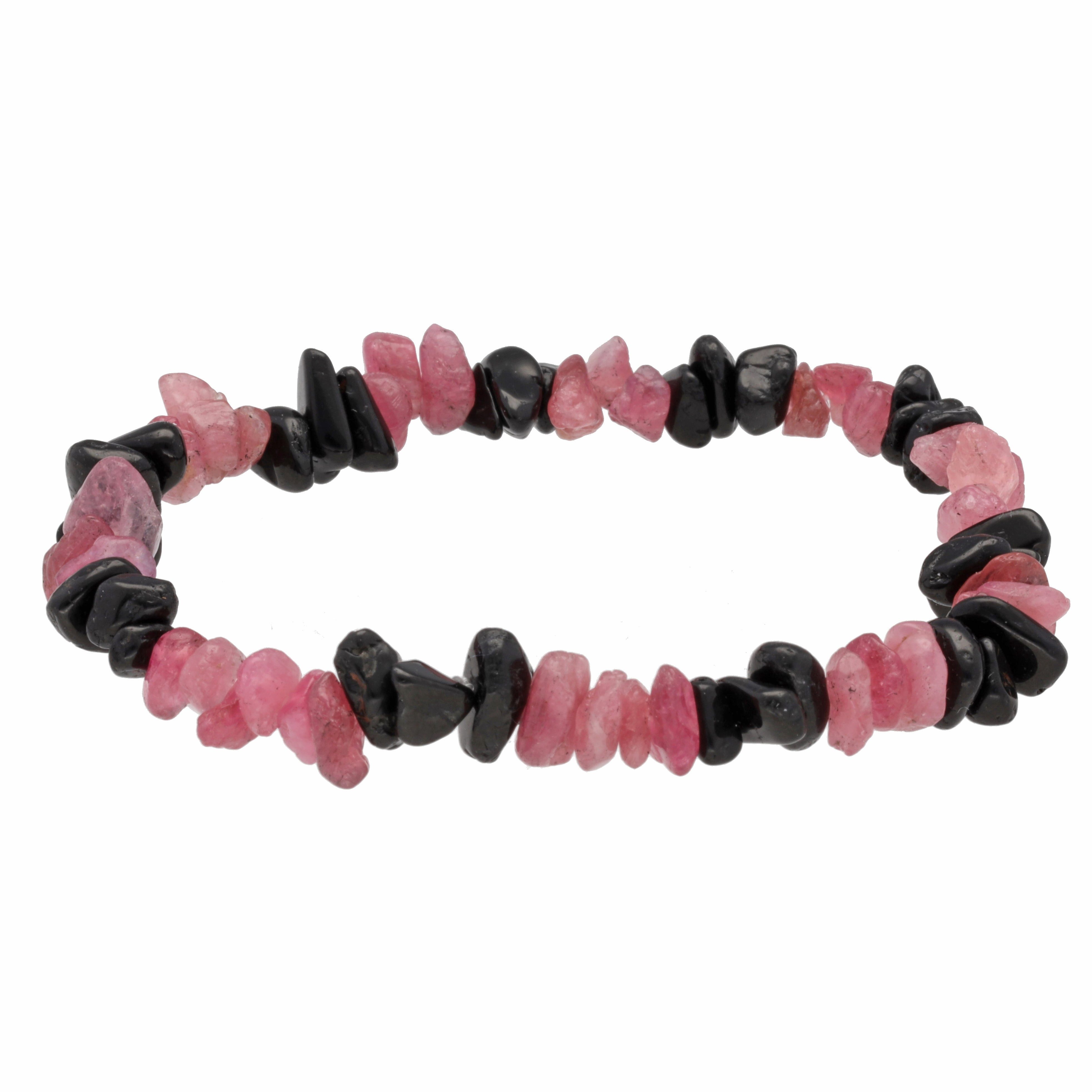 Lebensquelle Plus Armband Turmalin, Splitterarmband schwarz (Schörl) + Rot (Rubellit)