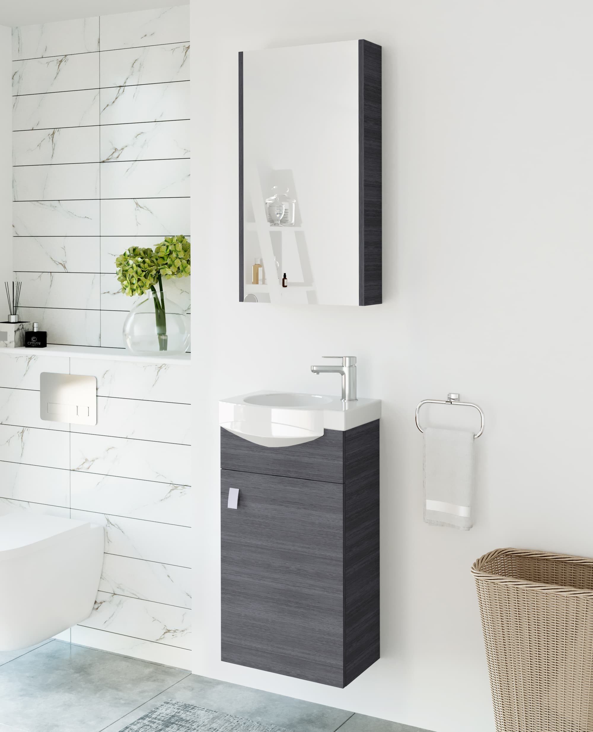 Planetmöbel Badmöbel-Set Waschtischunterschrank mit Spiegelschrank 40cm,  (Komplett-Set, 3-St)