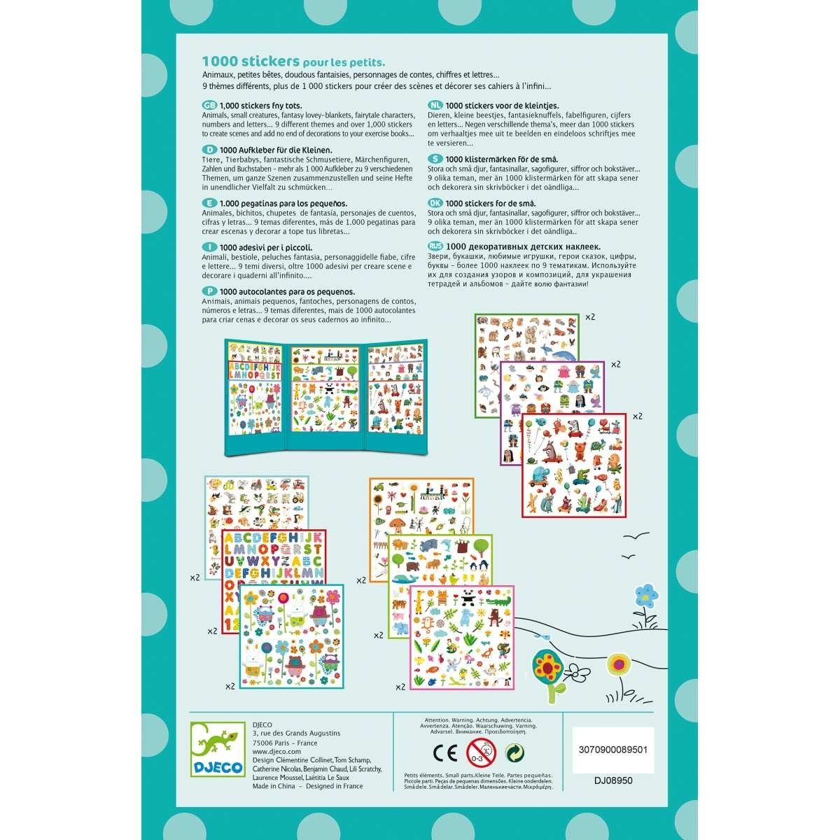 DJECO Stickerbuch Stickerbögen: 1000 Sticker für die Kleine