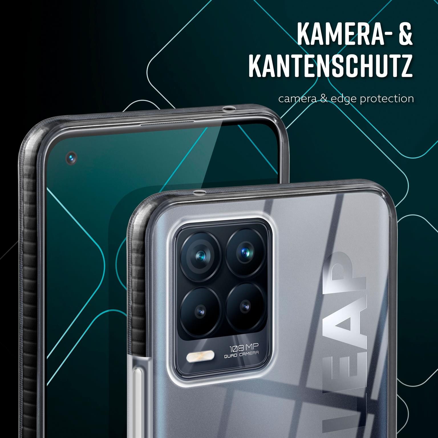 ONEFLOW Handyhülle für Realme 8 Hülle Silikon Cushion Case Schwarz 6,4 Zoll, Schutzhülle Transparent Bumper Back Cover Silikonhülle Durchsichtig