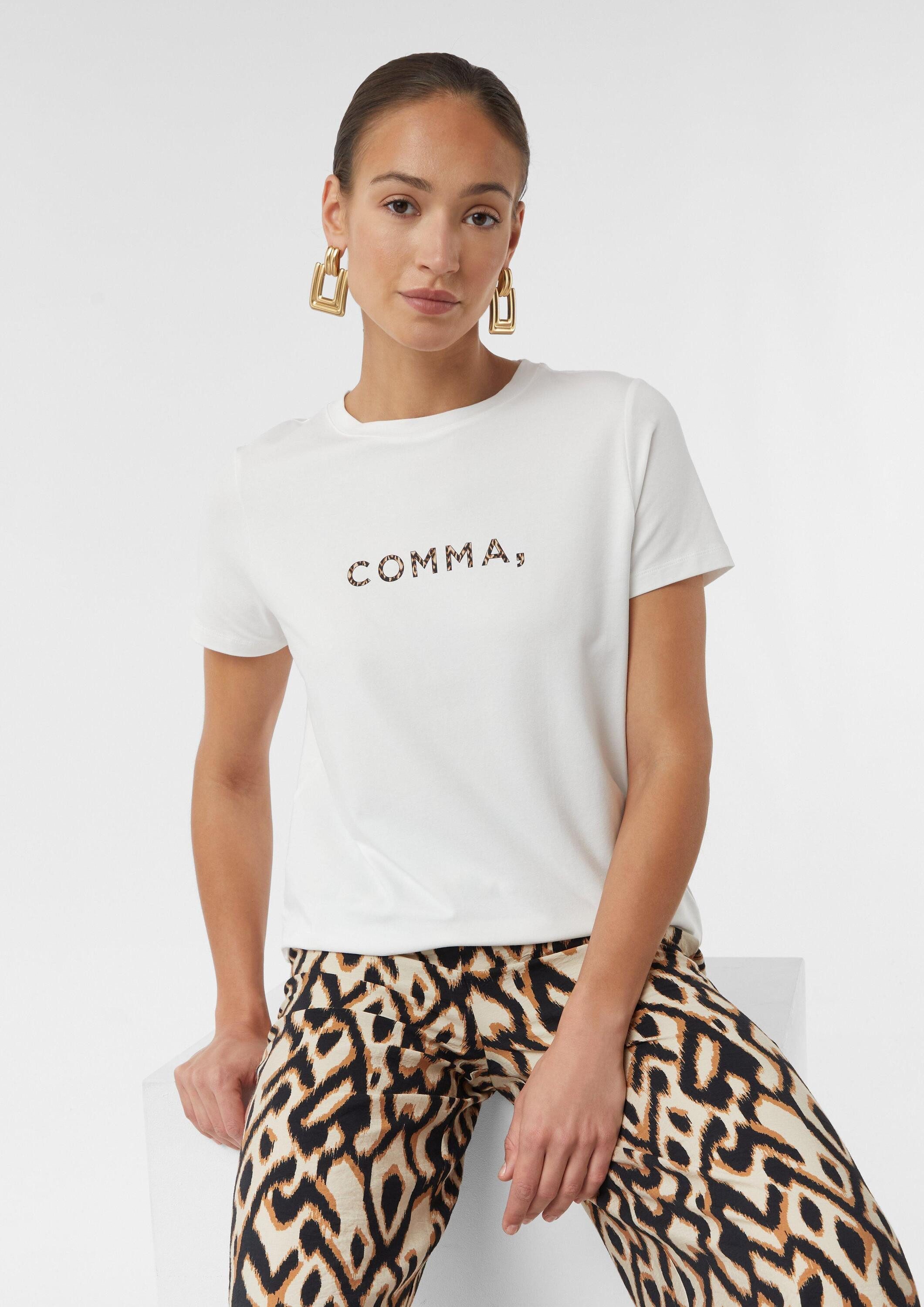 comma Kurzarmshirt T-Shirt T-Shirt aus Baumwollmix mit Frontprint günstig online kaufen