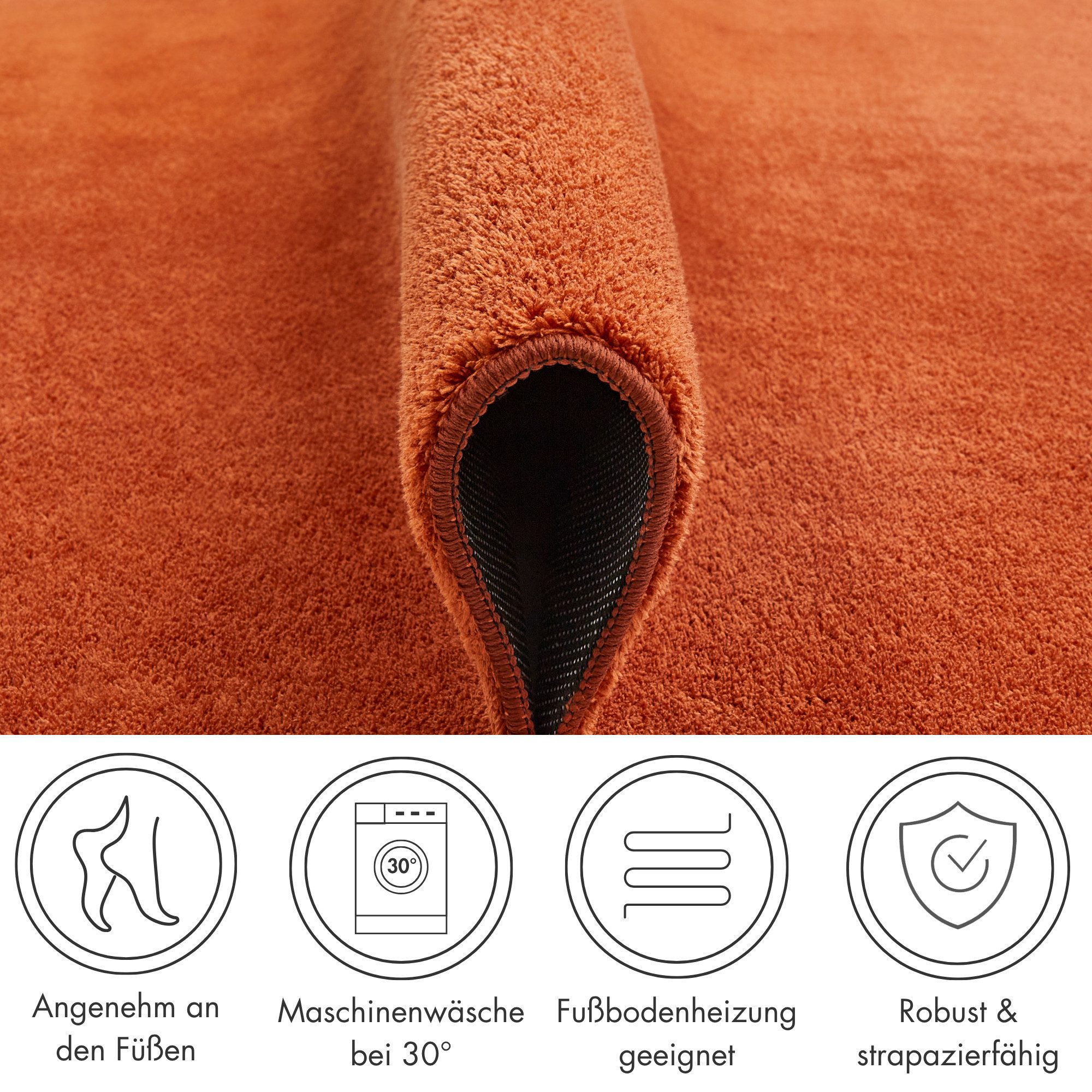 Andiamo Teppich Arezzo, rechteckig, Höhe: 16 mm, Uni Farben, weicher Flor, waschbar, ideal im Wohnzimmer & Schlafzimmer