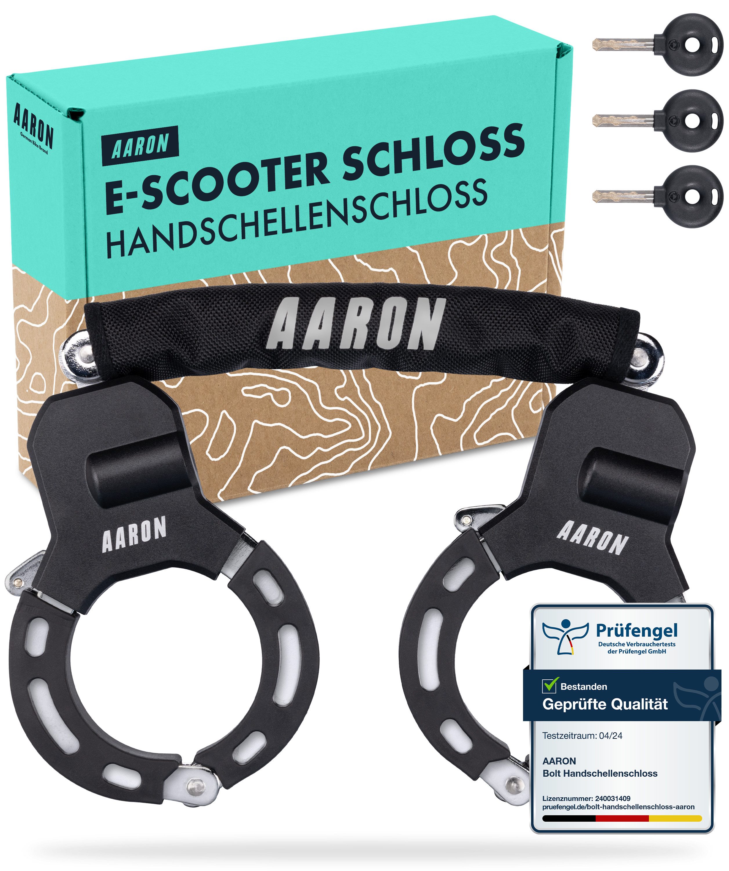 AARON Kettenschloss Bolt Handschellenschloss für E-Scooter - Hochsicherheits-Design