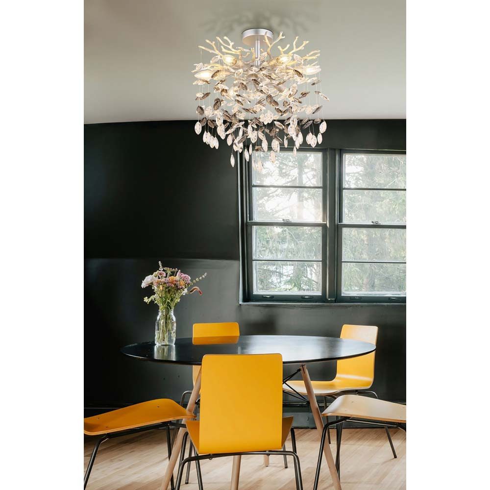 GLOBO LIGHTING LED Deckenleuchte, Leuchtmittel inklusive, Warmweiß, LED Deckenleuchte Deckenlampe Glaskristalle rauchfarben D 50 cm