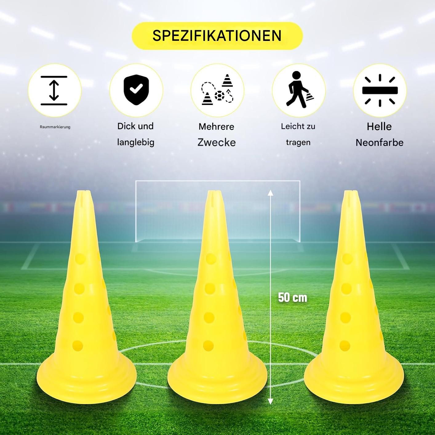 Endless Football-Tackle-Dummy Fußball Kegel von 12 Stück Sporttraining Agility Field Marker Kegel, für Skating, Basketball, Fußball und Praxis Drills, Geeignet für Indoor-und Outdoor-Spiele Hindernis
