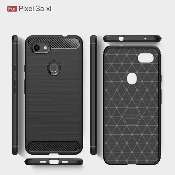 CoverKingz Handyhülle Google Pixel 3a XL Handy Hülle Silikon Case Schutzhülle Carbonfarben, Carbon Look Brushed Design