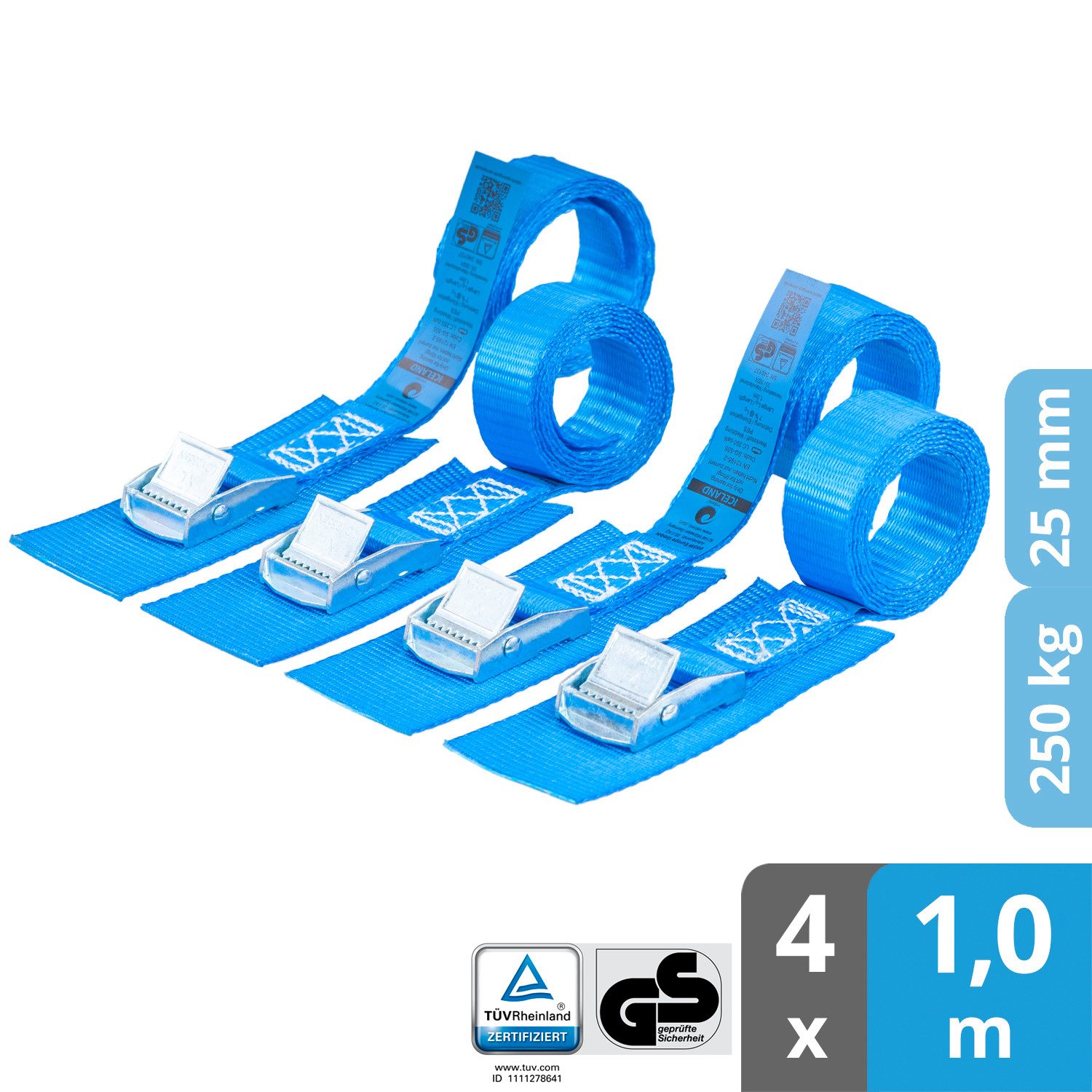 valonic Spanngurt Spanngurte Klemmschloss SG-505 (4 Stück) - ICELAND !#Vater (4-St)