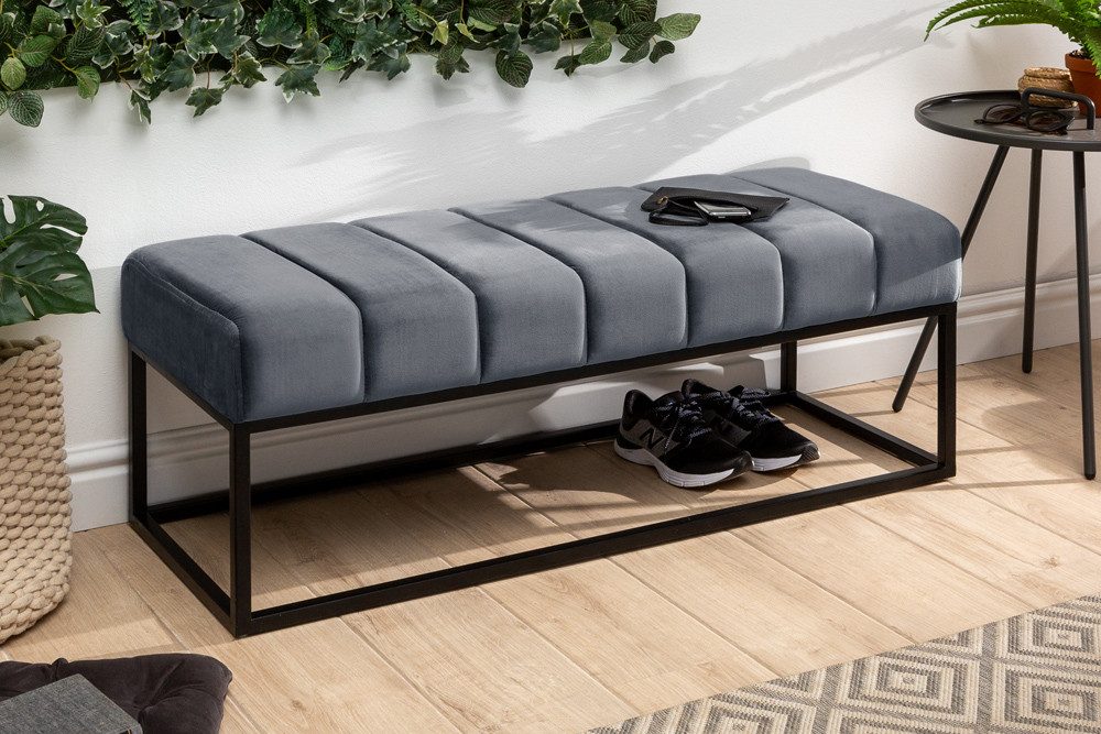 riess-ambiente Sitzbank PETIT BEAUTÉ 110cm silbergrau / schwarz (Einzelartikel, 1-St), Flur · Samt · Metall · Schlafzimmer · Design