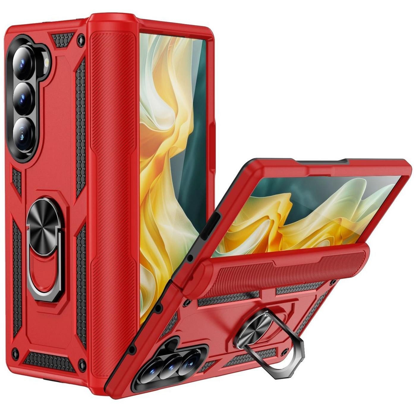 CoolGadget Handyhülle Armor Shield Case für Samsung Galaxy Z Fold 6 7,6 Zoll, Outdoor Cover Magnet Ringhalterung Handy Hülle für Galaxy Z Fold 6 5G