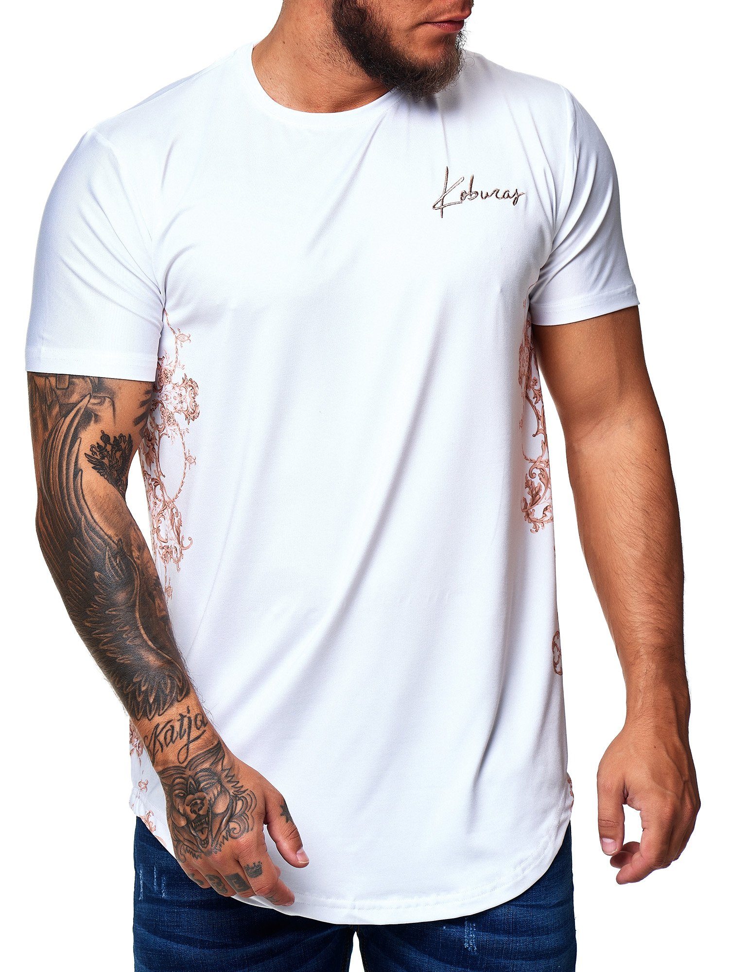 Koburas T-Shirt 2170C (Shirt Polo Kurzarmshirt Tee, 1-tlg) Fitness Freizeit Casual Weiß