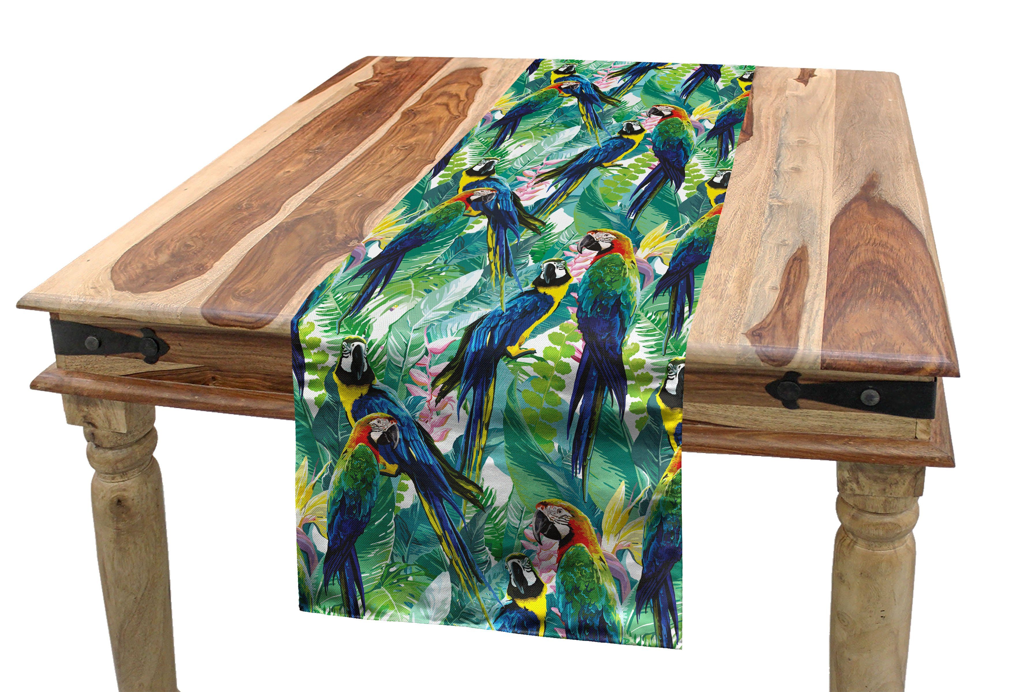 Abakuhaus Tischläufer Esszimmer Küche Rechteckiger Dekorativer Tischläufer, Vögel Scarlet Ara Papageien