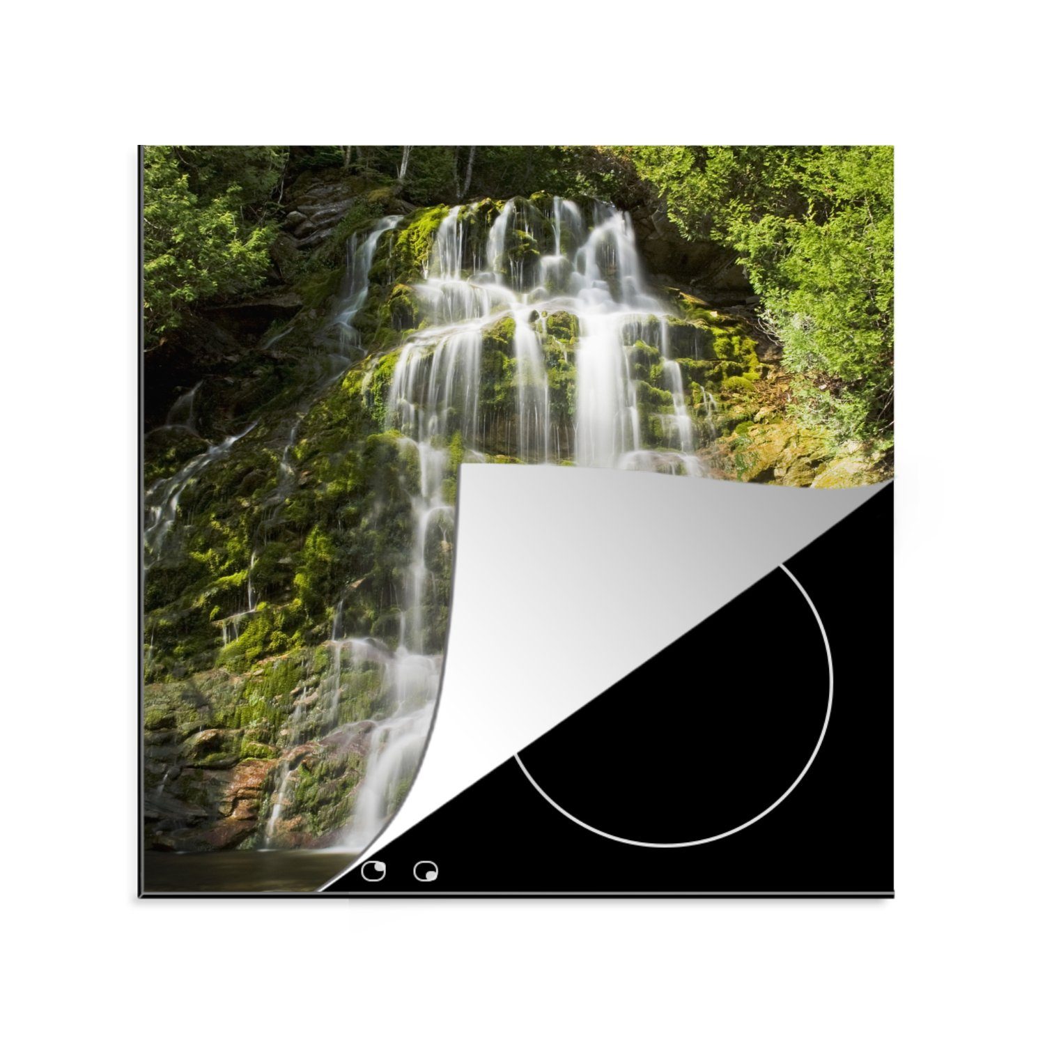 MuchoWow Herdblende-/Abdeckplatte Wasserfall im Forillon National Park in Kanada, Vinyl, (1 tlg), 78x78 cm, Ceranfeldabdeckung, Arbeitsplatte für küche