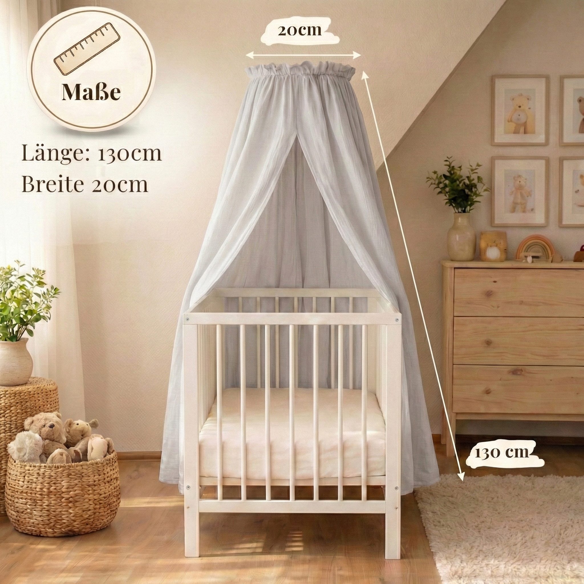 Babykajo Betthimmel Stoff + Ständer (Set, 1-tlg., in verschiedenen Varianten), Betthimmel Ständer mit Betthimmel für Babybetten