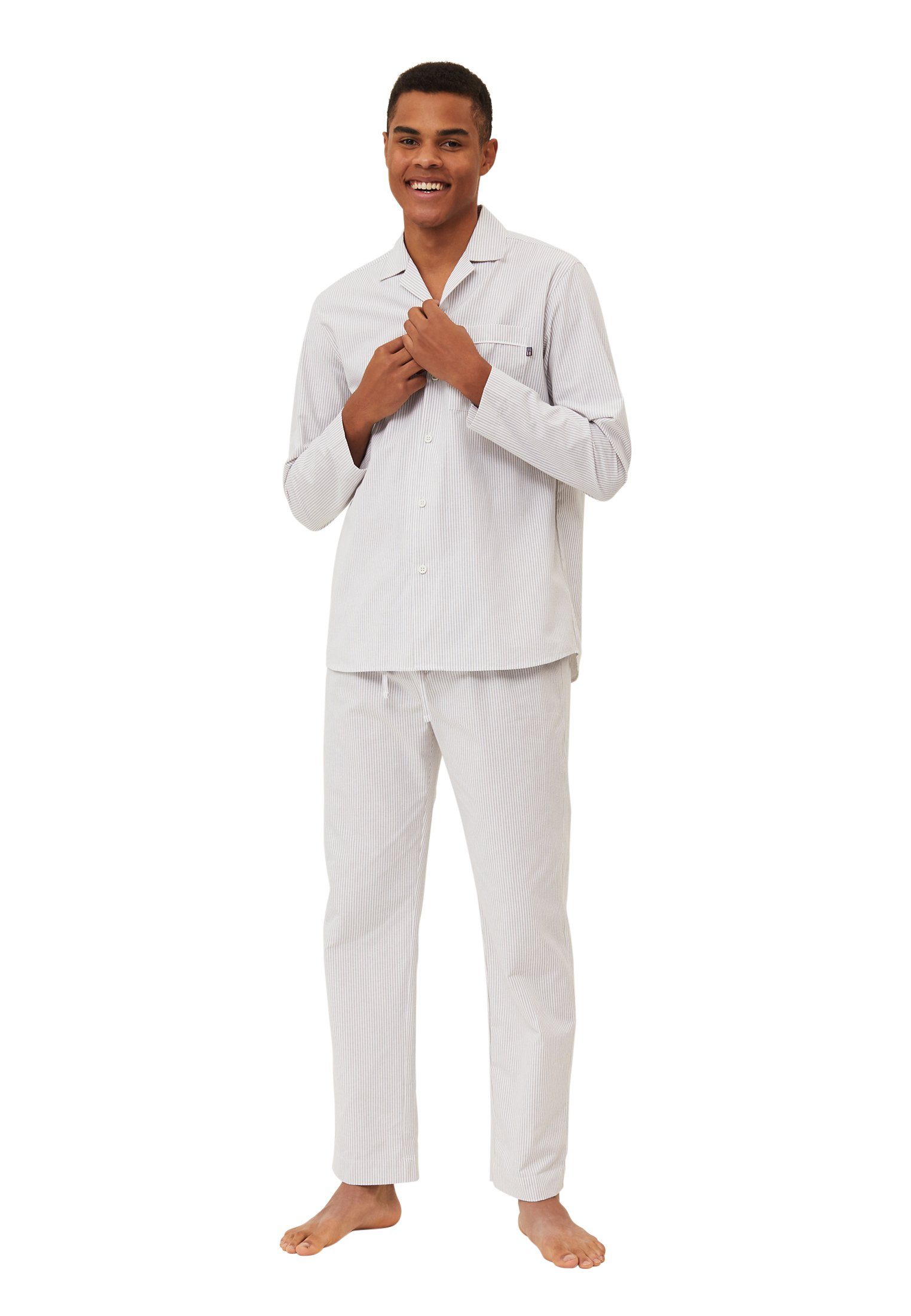 Organic Lexington Cotton Pants Men's Pyjamahose grey/white