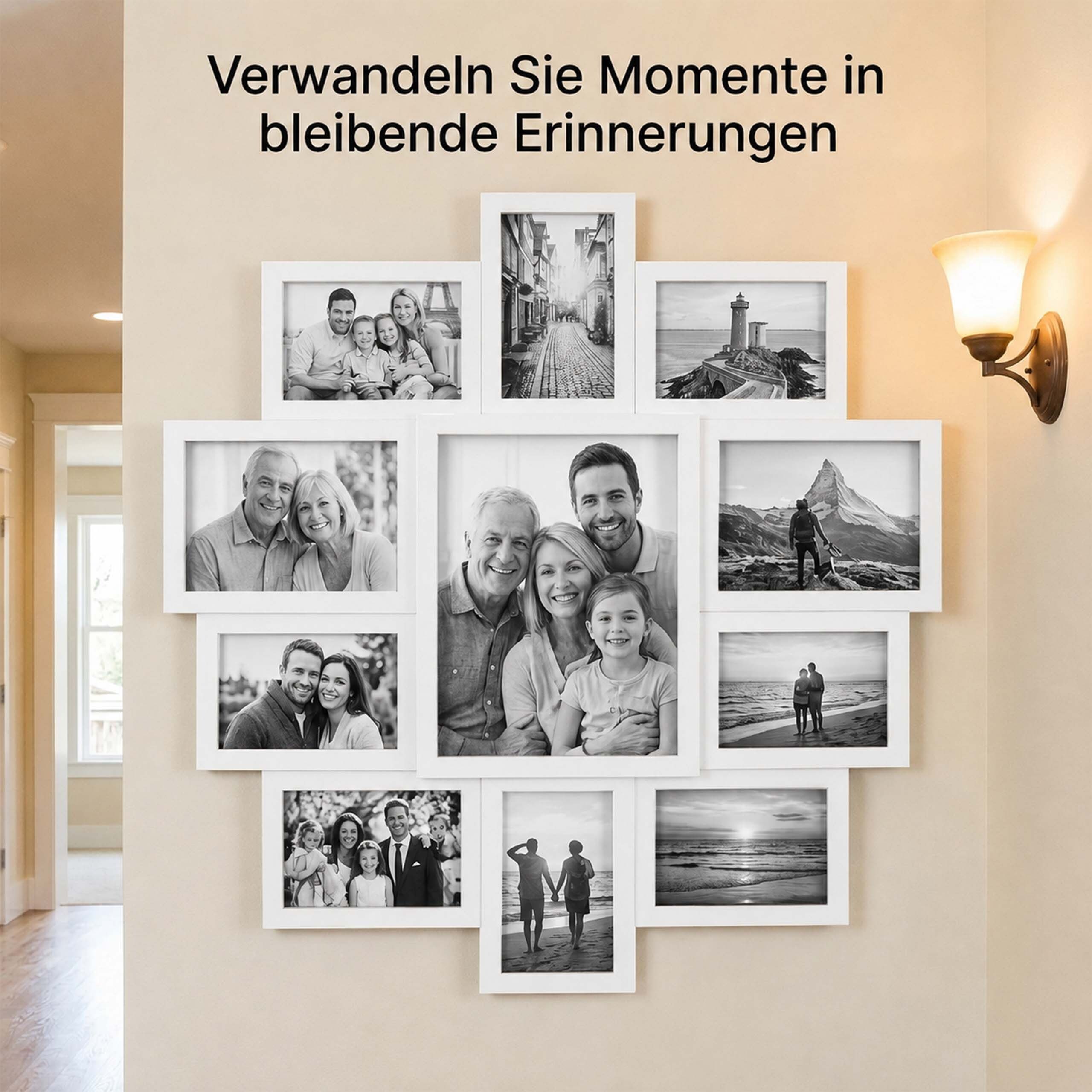 relaxdays Staffelbilderrahmen Bilderrahmen Collage 11 Fotos, für 11 Bilder (1 St), weiß – Bild 2 von 5