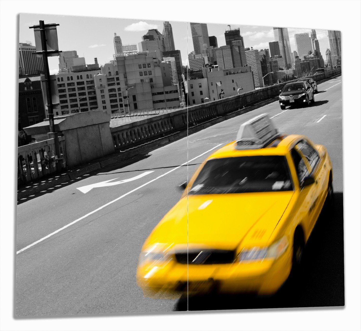 Wallario Herd-Abdeckplatte New York Yellow Taxi II, ESG-Sicherheitsglas, (Glasplatte, 2 tlg., inkl. 5mm Noppen), verschiedene Größen