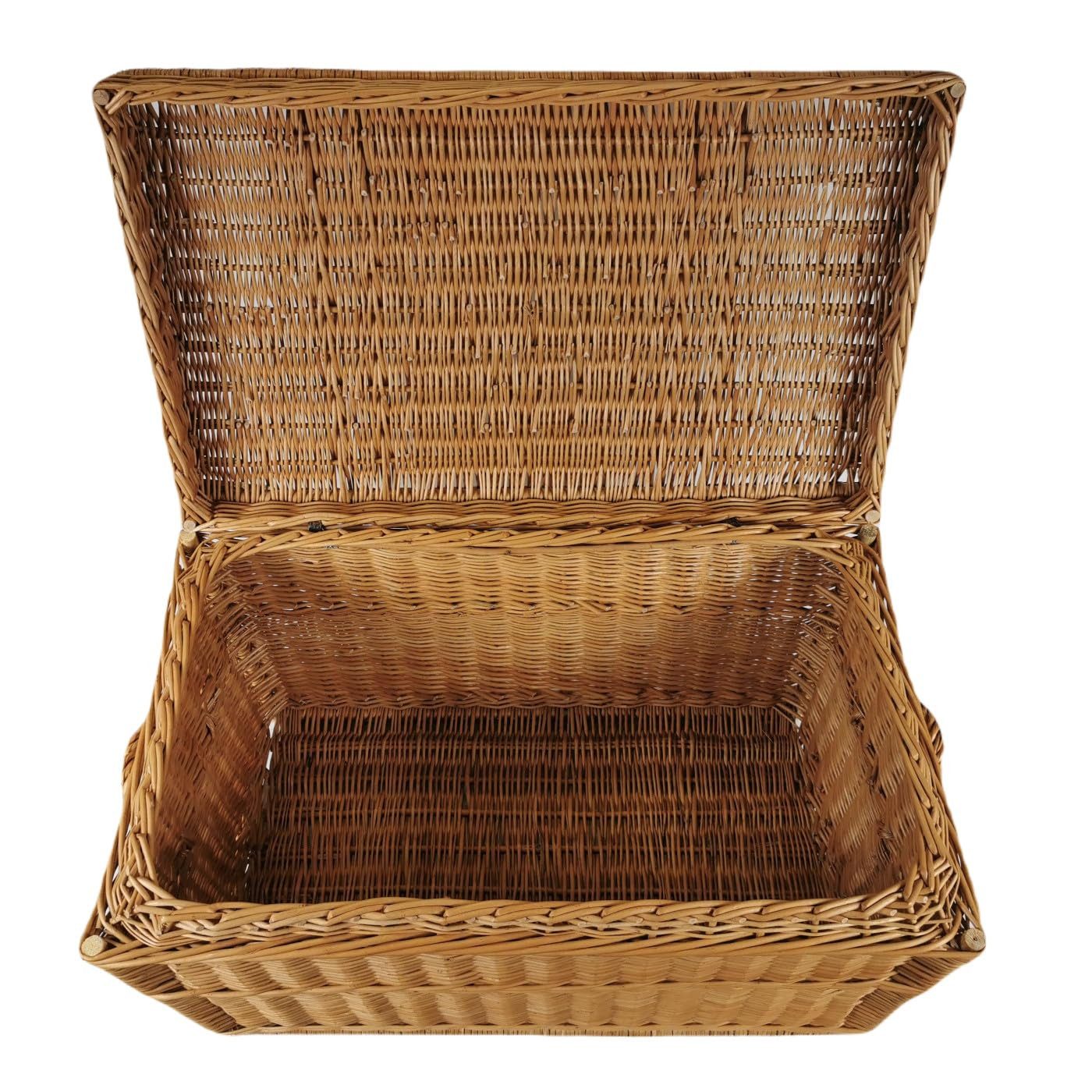 natuleo by pokuc Truhe Truhe mit Deckel aus Weide braun natur 90x54x50 cm