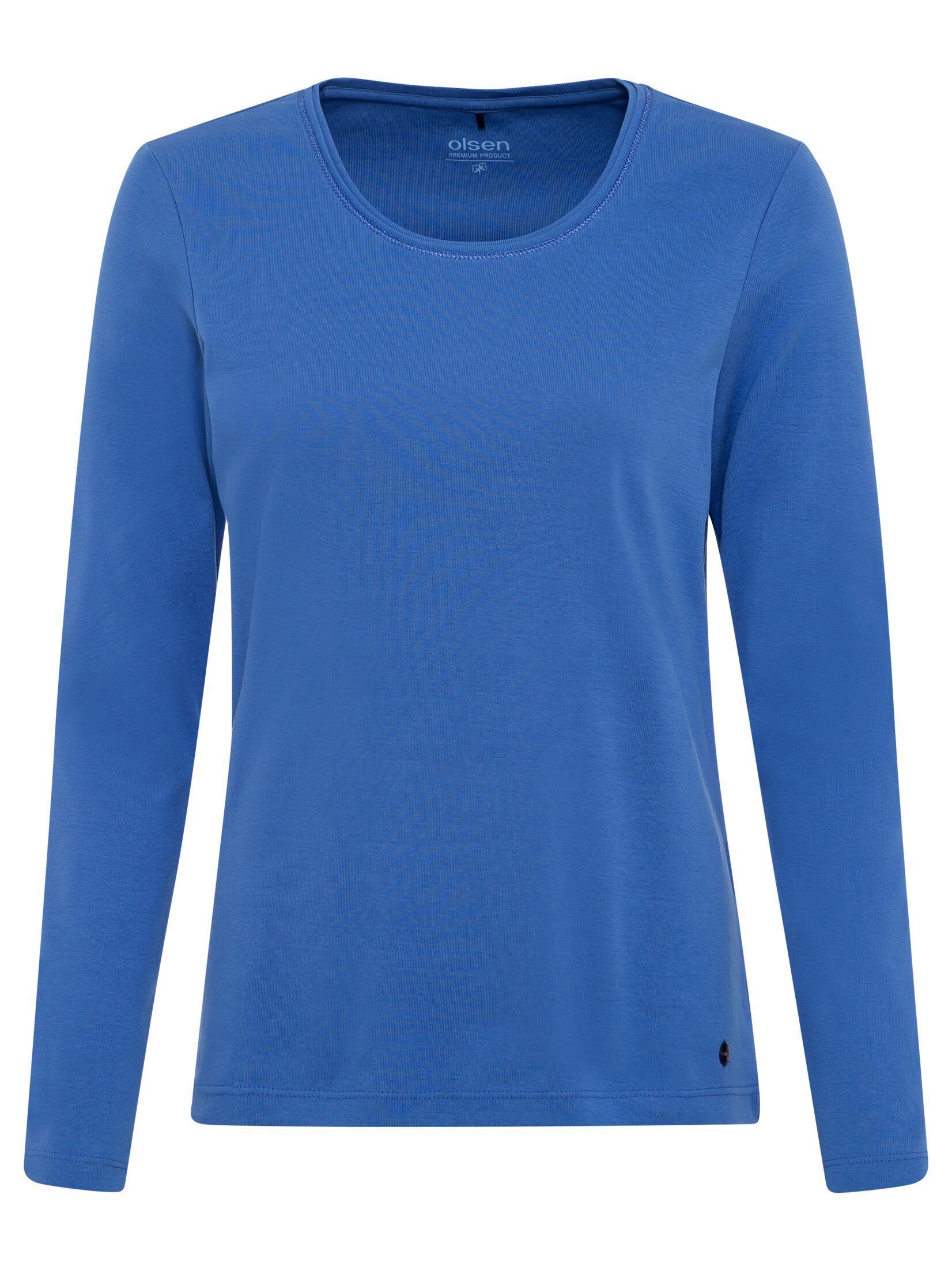 Rundhalsshirt Olsen Edda Rundhalsausschnitt Electric mit Blue