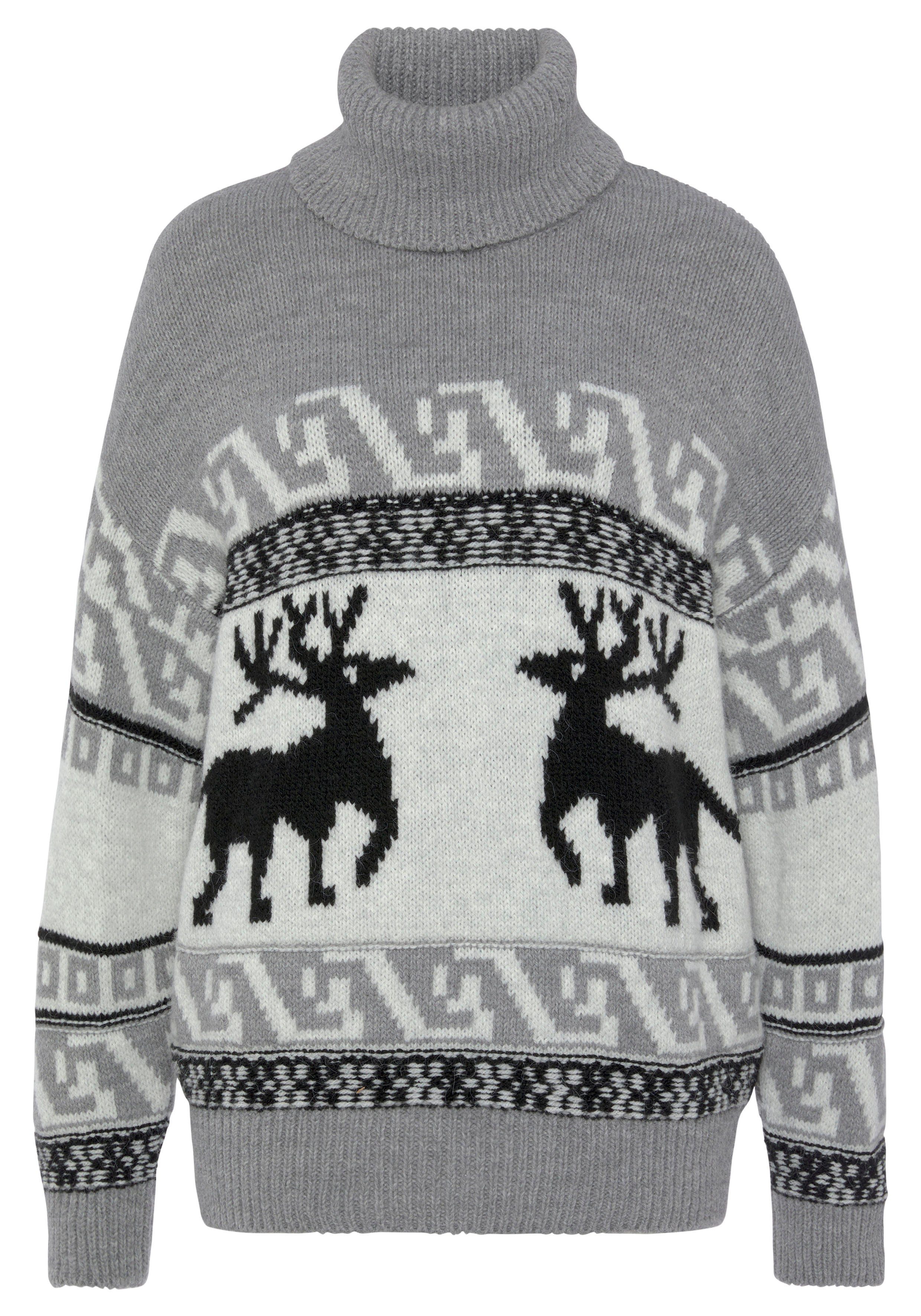 Vivance Rollkragenpullover mit Wintermotiv, Strickpullover, Norwegerpullove günstig online kaufen