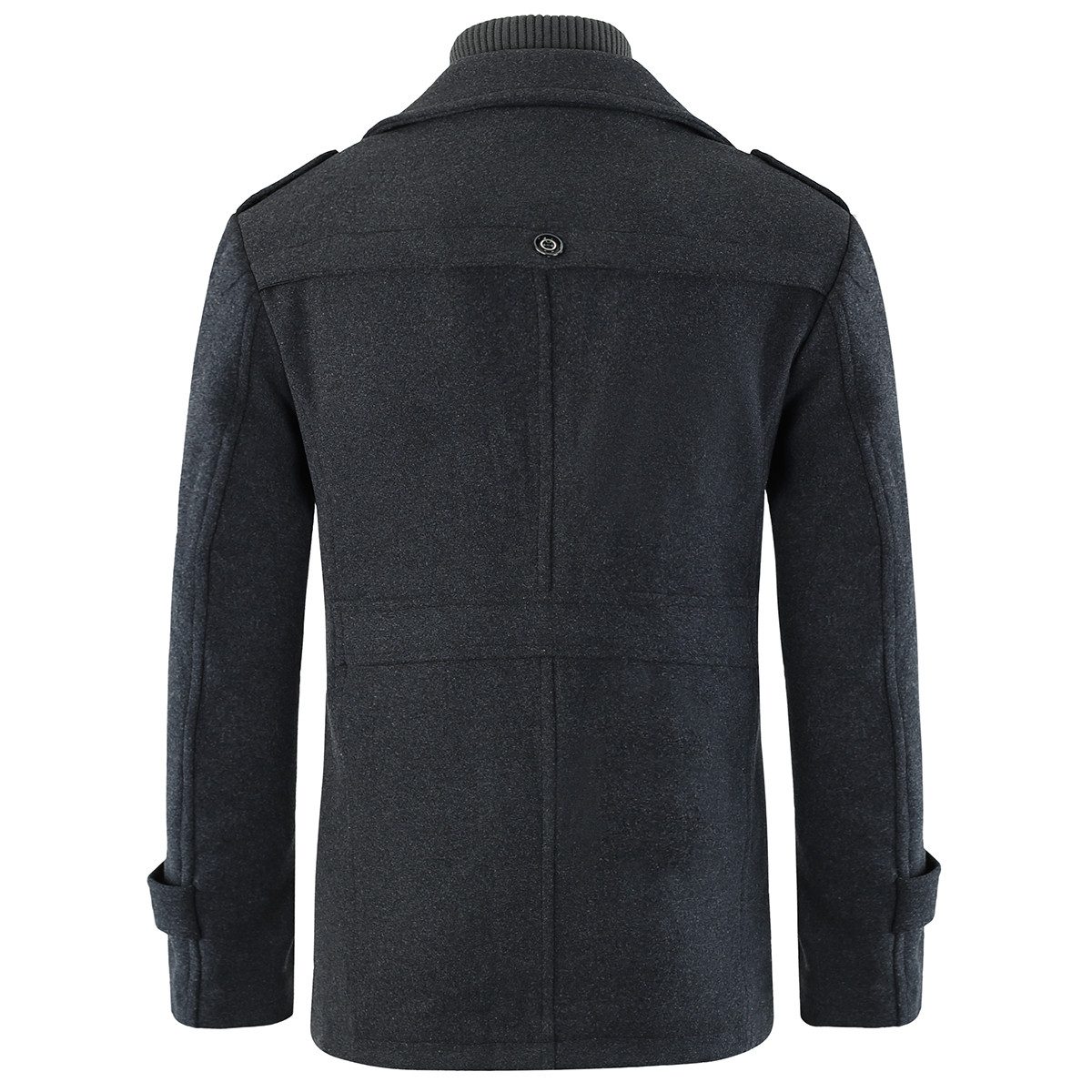 Allthemen Kurzmantel Herren Slim Fit Wollmantel mit abnehmbarem Doppelkragen Wintermantel