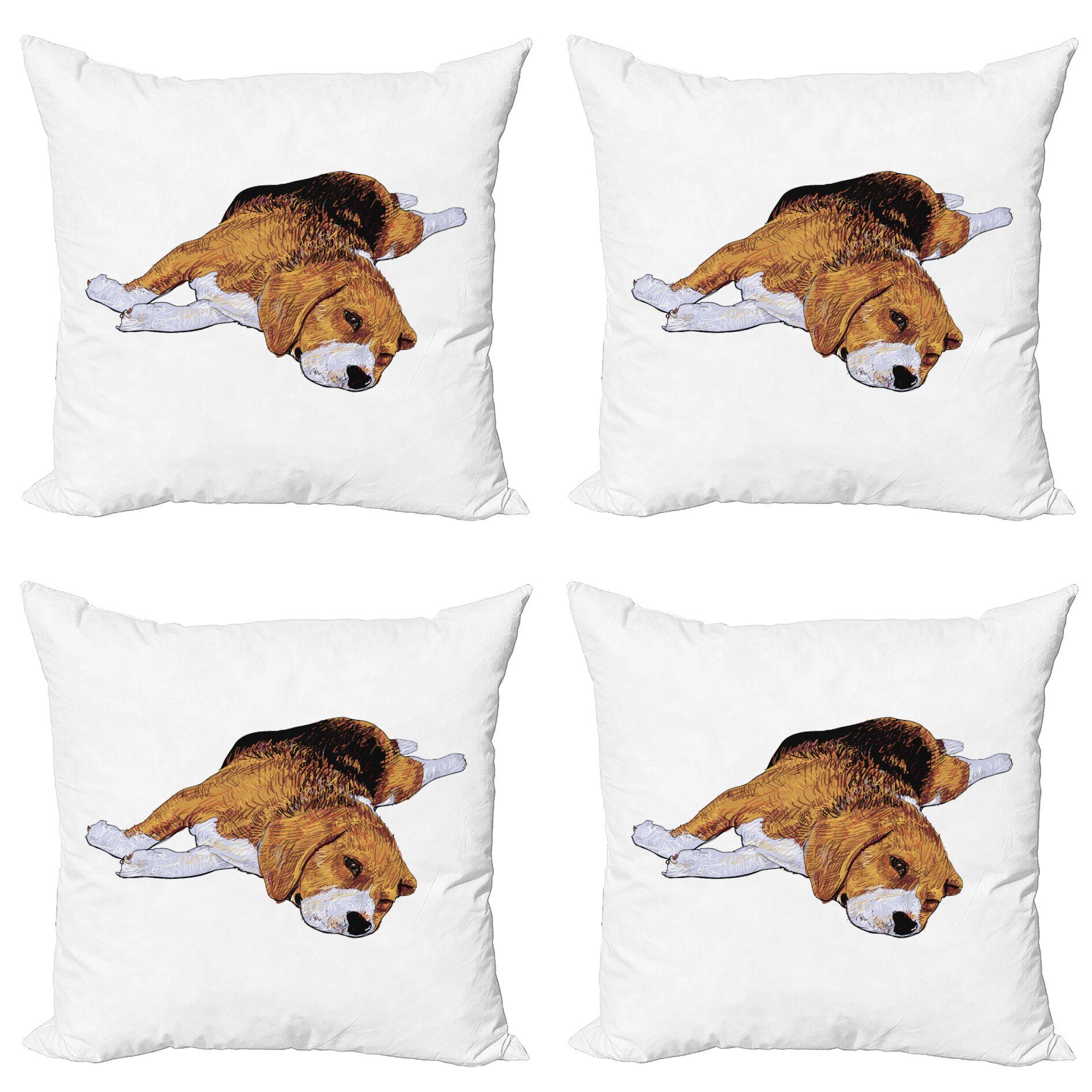 Modern Doppelseitiger Kissenbezüge Stück), (4 Digitaldruck, dem Vor Beagle Abakuhaus Accent Einschlafen Hund