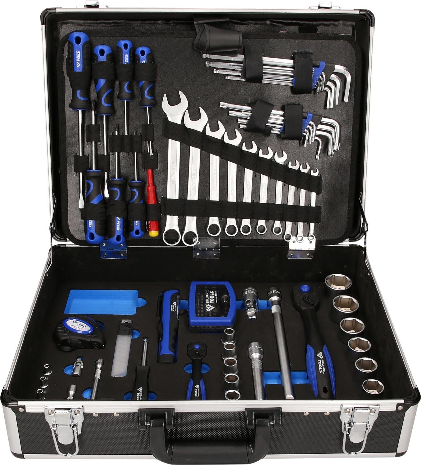 Brilliant Tools Werkzeugkoffer 1/4" + 1/2" Universal-Werkzeug-Satz, 143-tlg