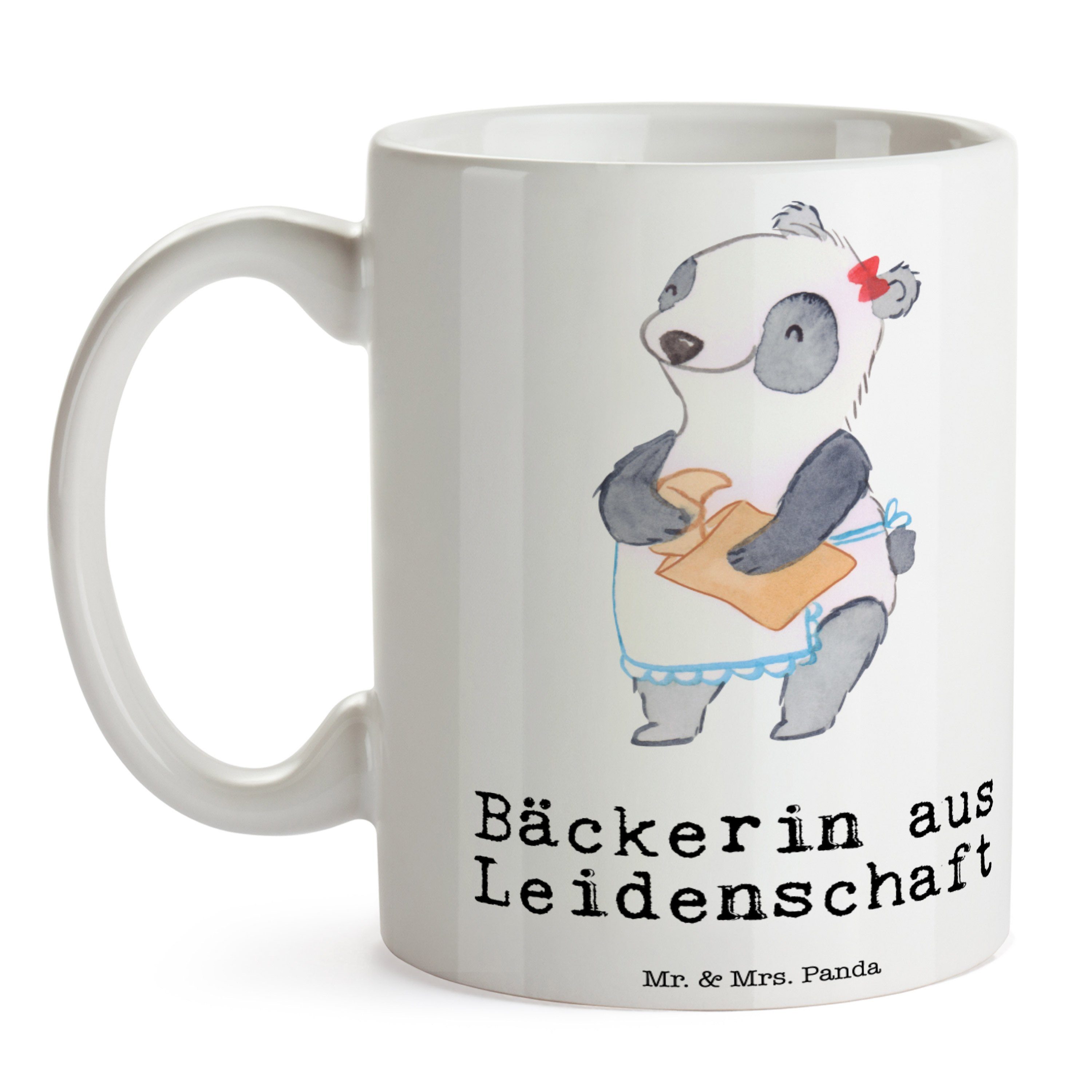 Mr. Keramik - Bäckerin Backstube, - Panda Tasse Geschenk, Leidenschaft & Mrs. Bäckerladen, Weiß aus