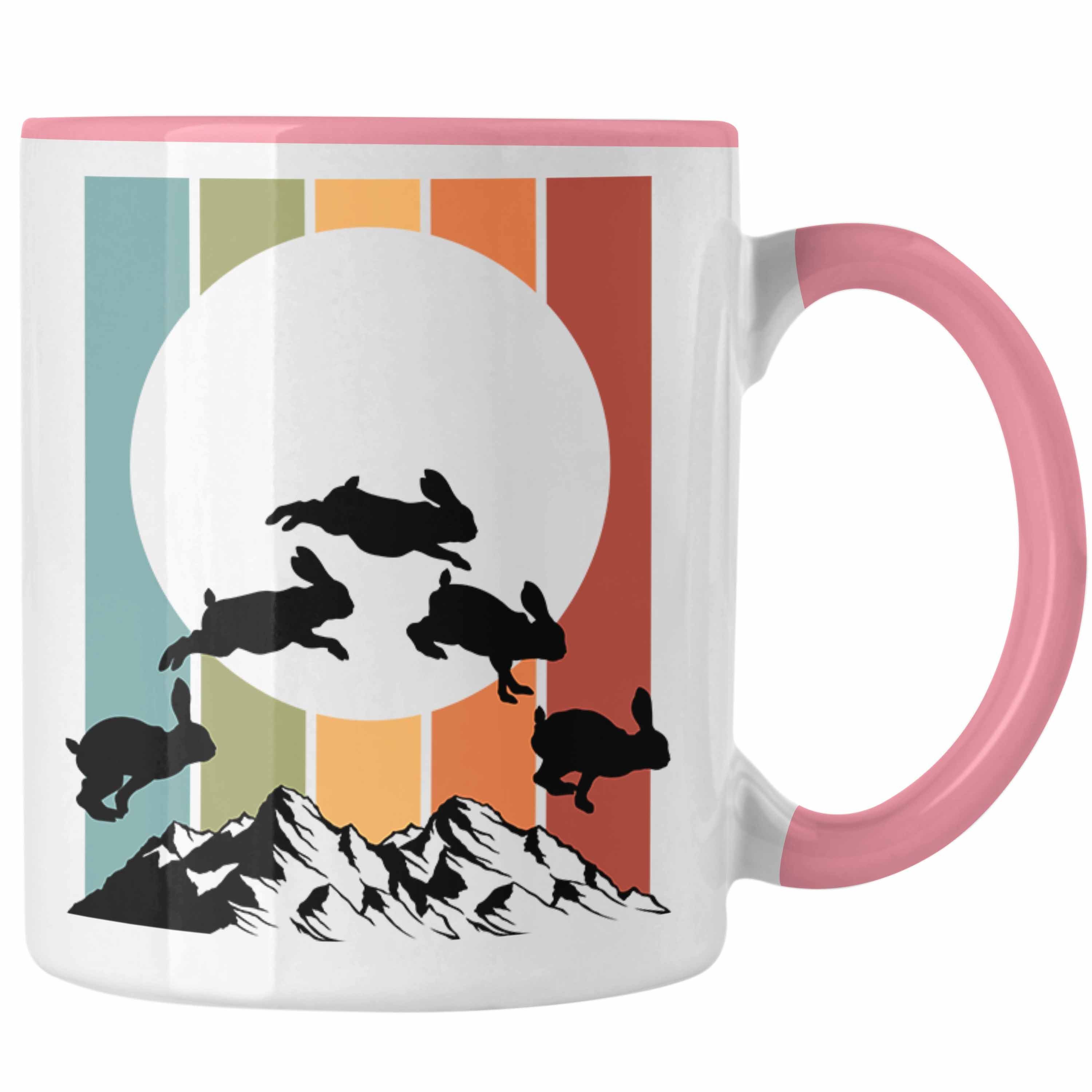 Trendation Tasse Hasen Berge Grafik Tasse Berghasen Geschenk Kaffeetasse Wandern Tirol Rosa