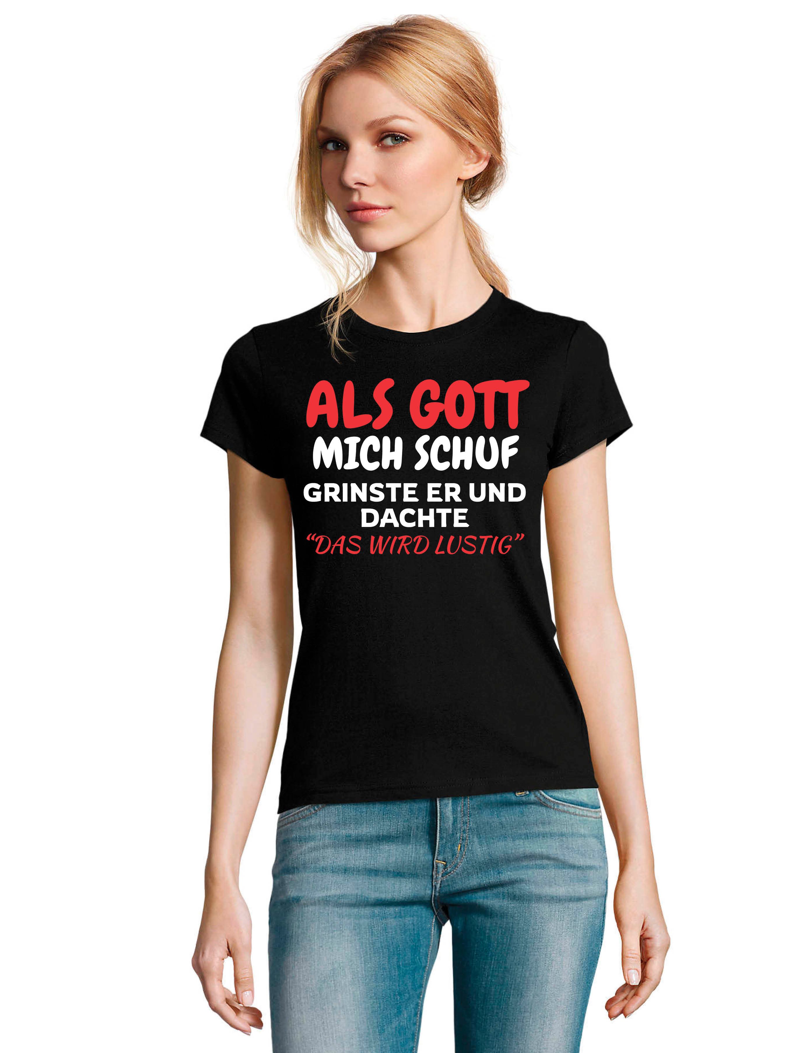 Youth Designz Print-Shirt Als Gott mich Schuf: Damen T-Shirt mit lustigen A günstig online kaufen