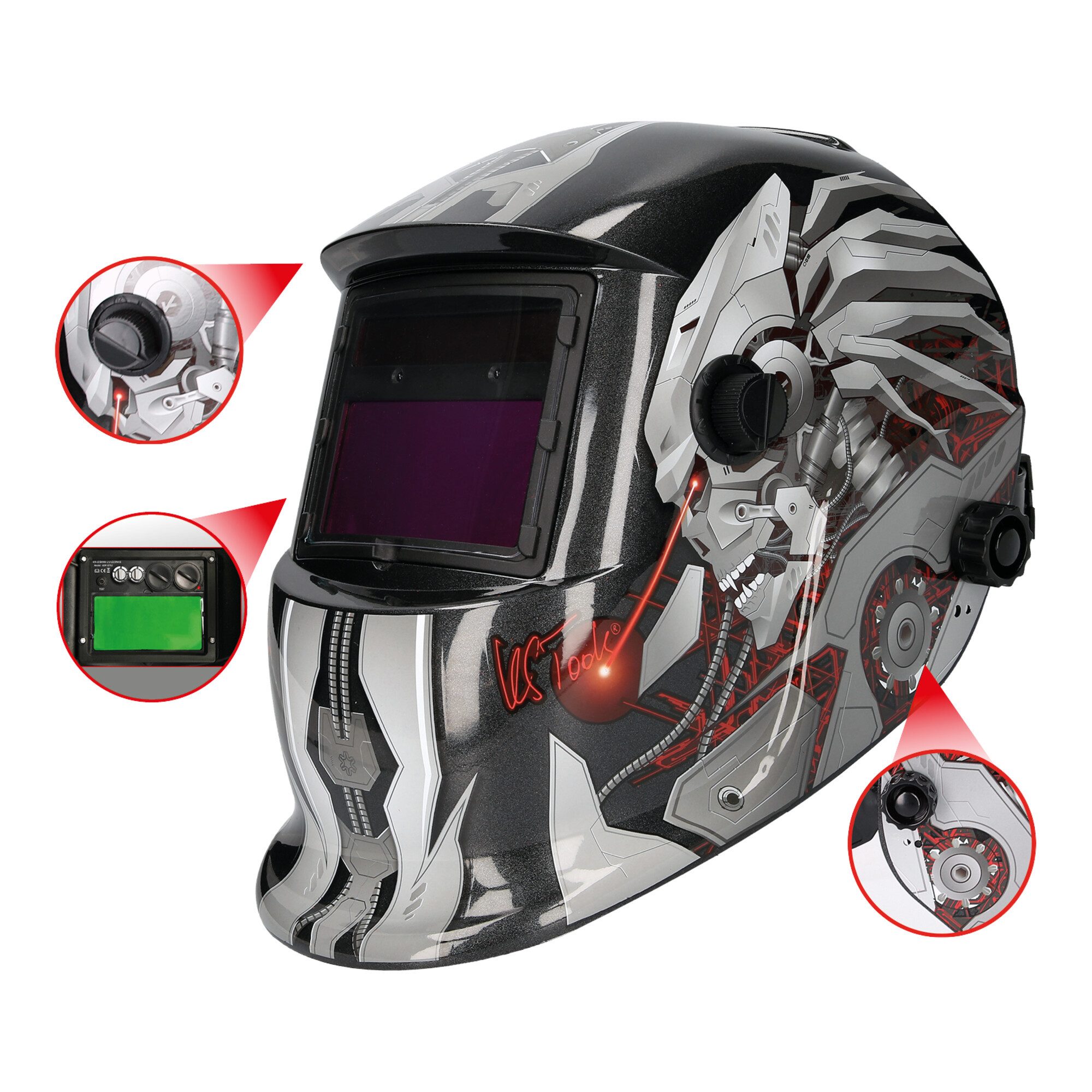 Kopfschutz KS Tools Schweißer-Schutzhelm, Steel Design