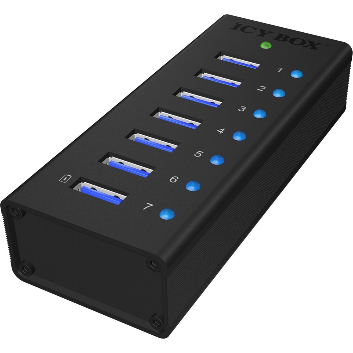 ICY BOX IB-AC618 7-Port USB 3.0 Hub Aluminium Netzwerk-Switch