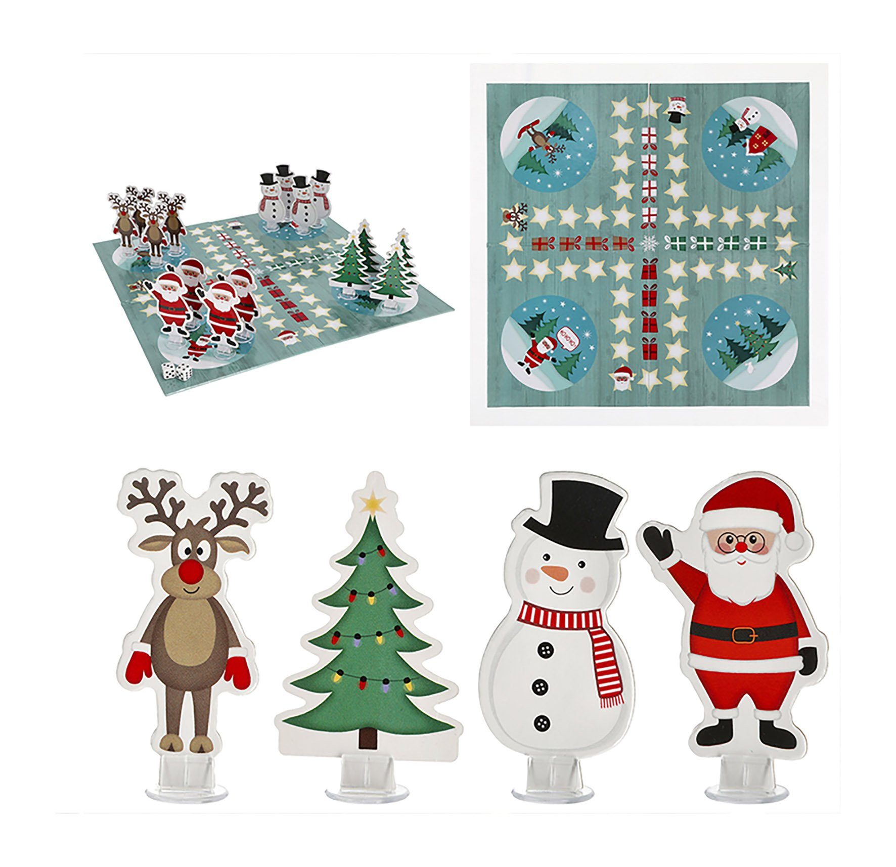Spetebo Spiel Weihnachts Würfelspiel Ludo für 2-4 Spieler, Würfelspiel, Winterliches Brettspiel für Kinder ab 5 Jahren