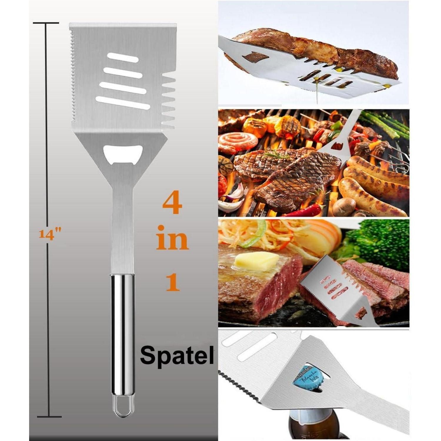 LuxusKollektion Grillbesteck-Set Grillbesteck Set Edelstahl BBQ Zubehör 21-teilig mit – Bild 3 von 5