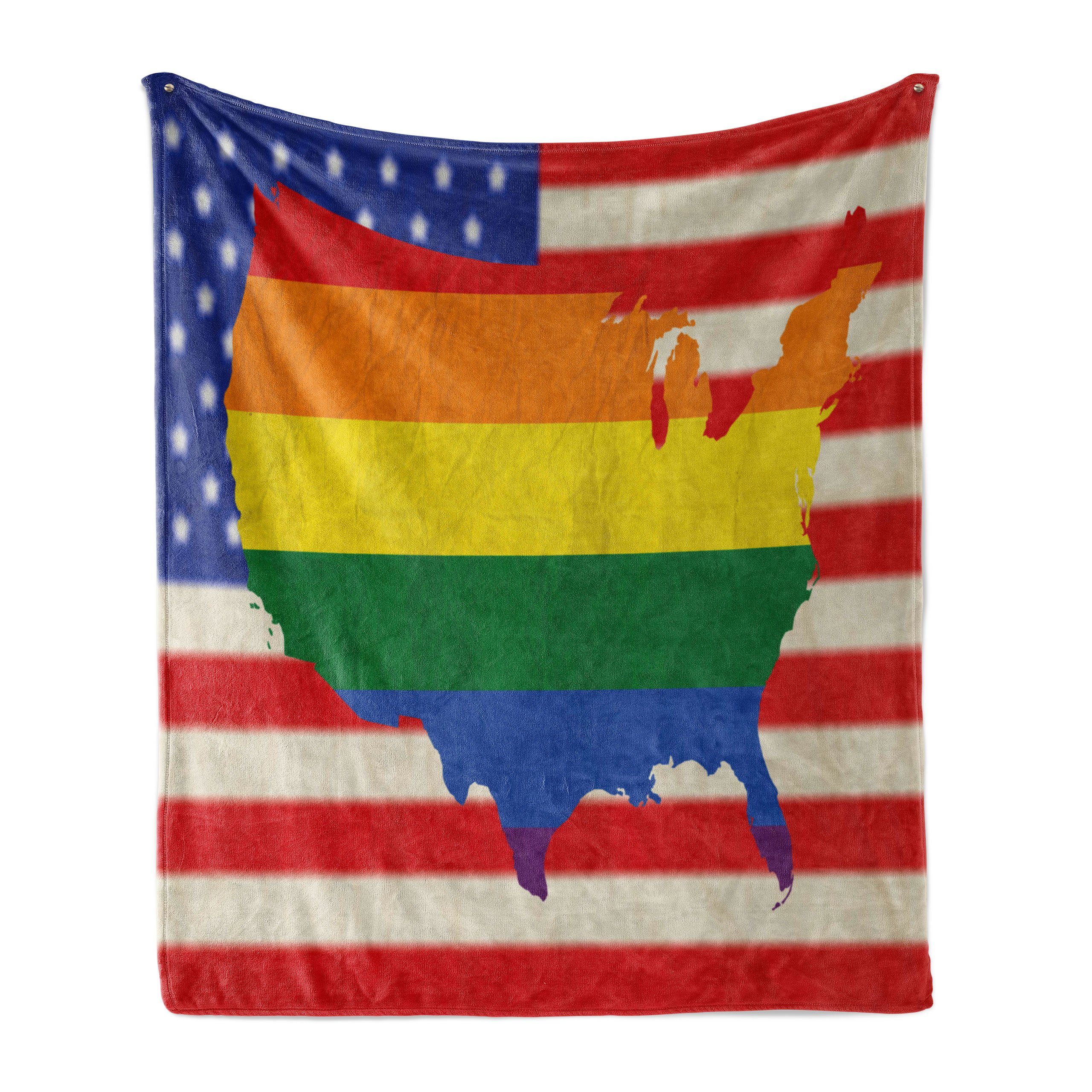 Abakuhaus, Innen- Plüsch Rechte Stolz Homosexuell Außenbereich, Wohndecke Gemütlicher und USA-Flagge für den