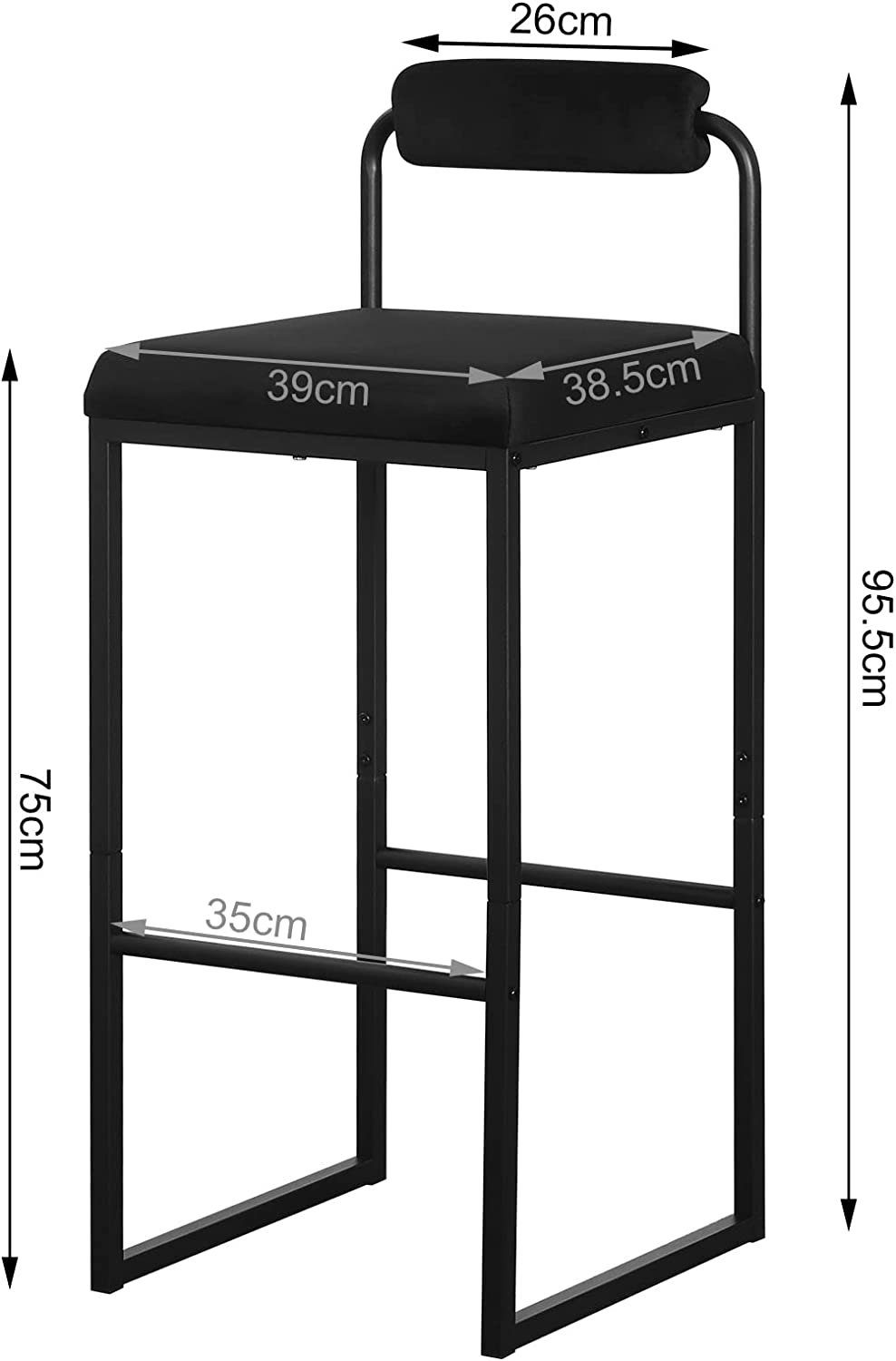 Woltu Barhocker (2 St), Barstühle mit Fußstütze Samthocker mit Polsterung