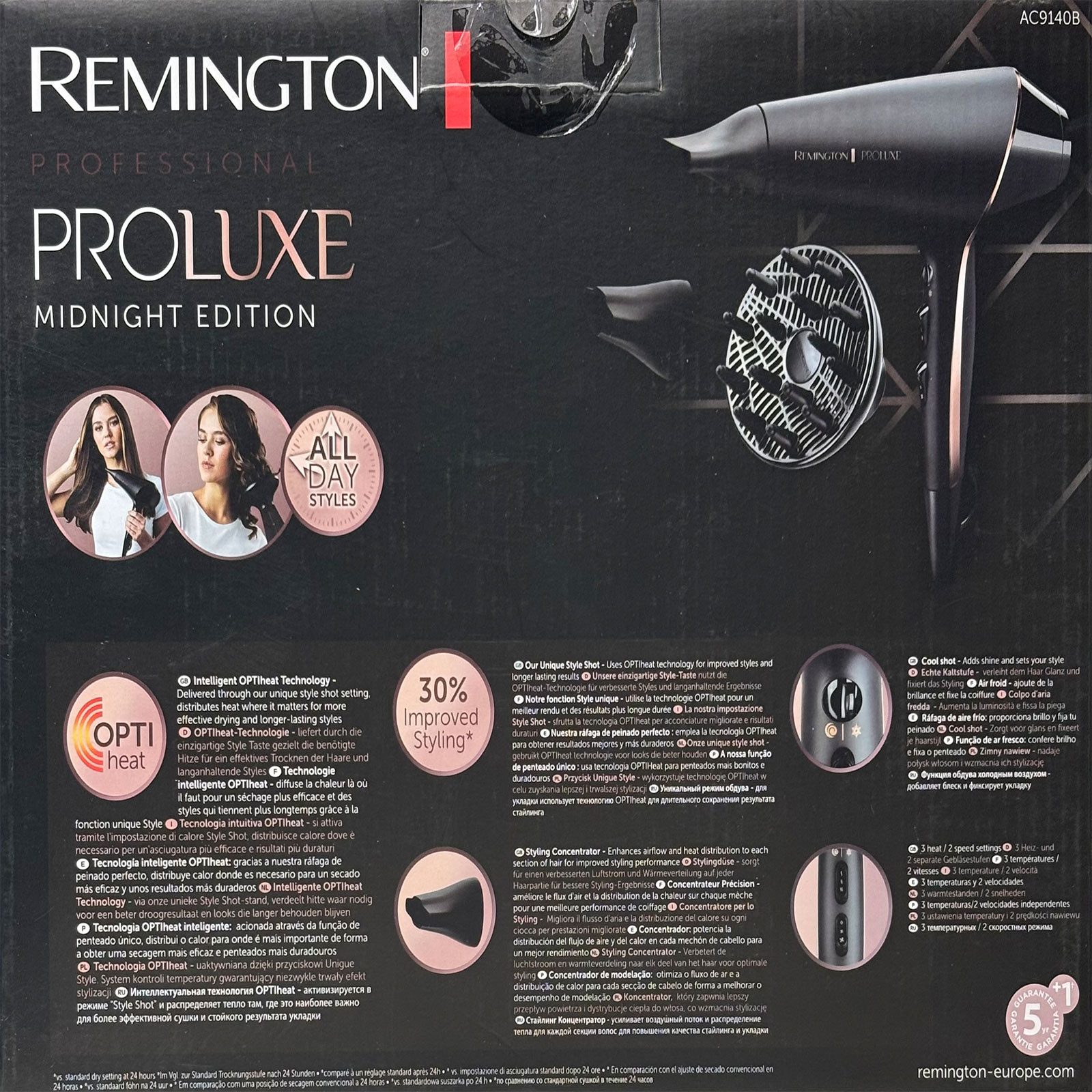Remington Glätt- und Lockenstab CI91AW PROluxe 4-in-1-Welleneisen, OPTIheat-Technologie, 30 Sekunden Aufheizzeit, Pro +-Einstellung weiß