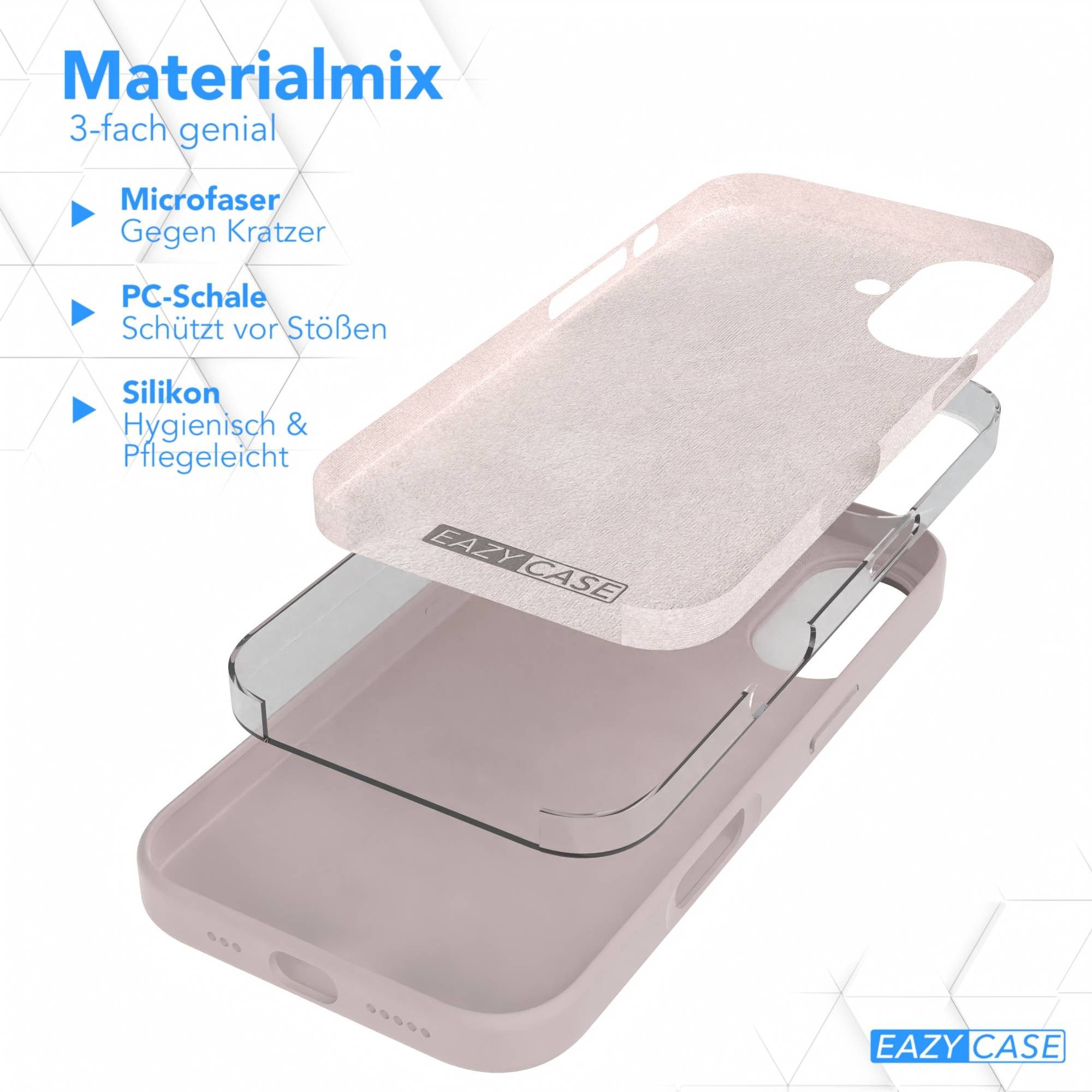 EAZY CASE Handyhülle für Apple iPhone 16 Premium Silikon 6,1 Zoll, Silikon Schutzhülle mit Kameraschutz kratzfest Cover Rosabraun – Bild 5 von 5