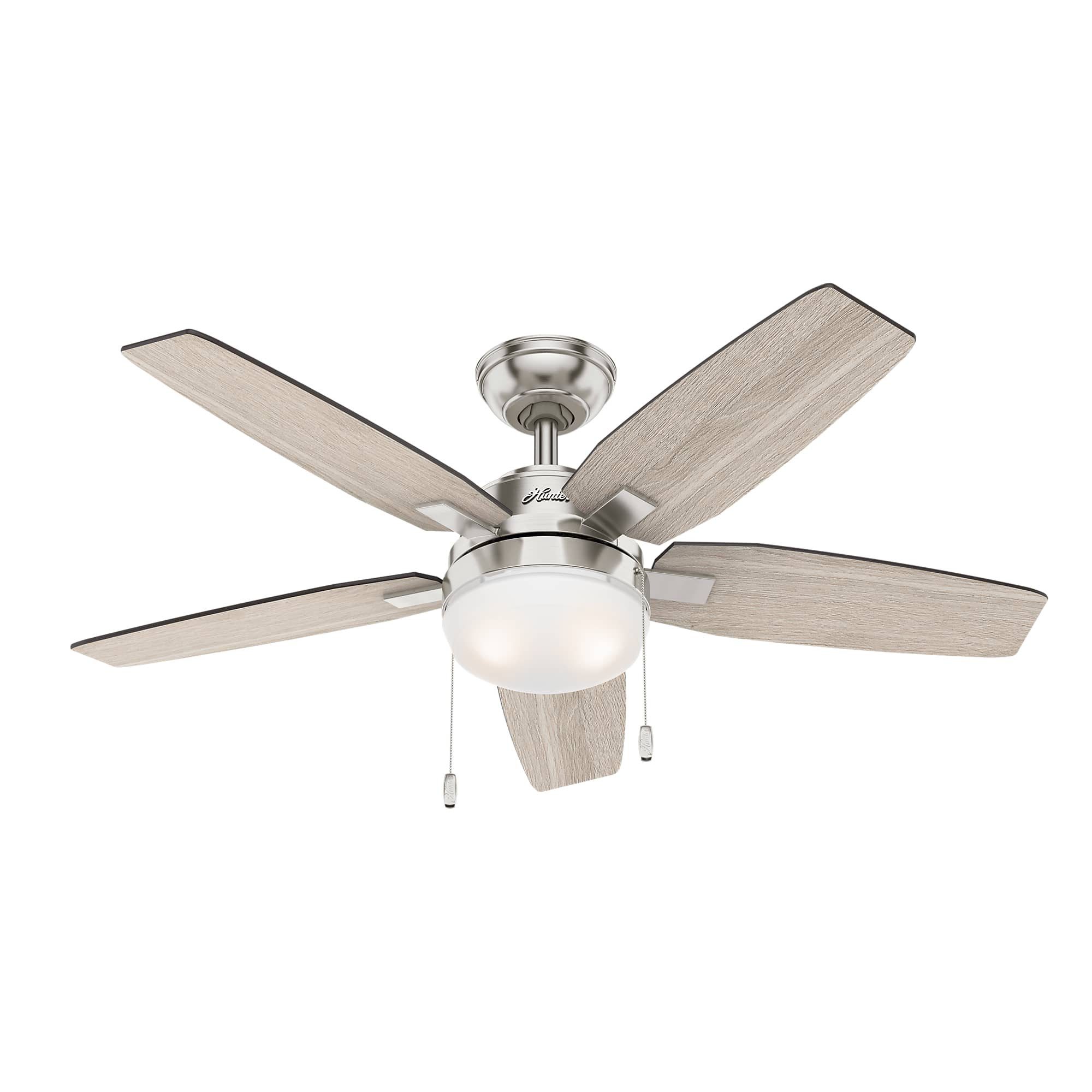 Hunter Deckenventilator Deckenventilator Arcot Nickel 117 cm mit Licht, Mit Zugschnur