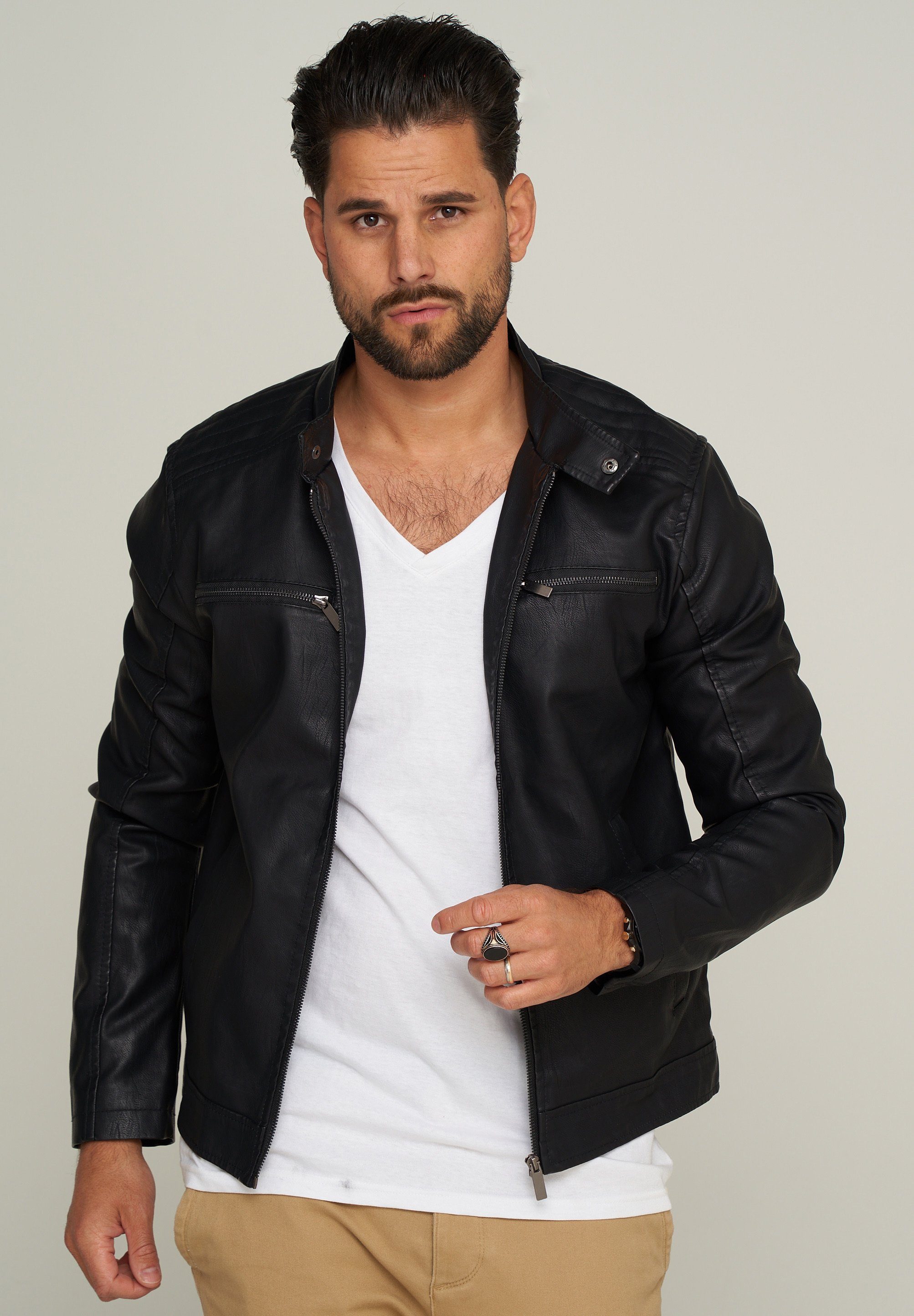 SOULSTAR Lederimitatjacke MJTOPPO im Bikerjacken-Stil günstig online kaufen